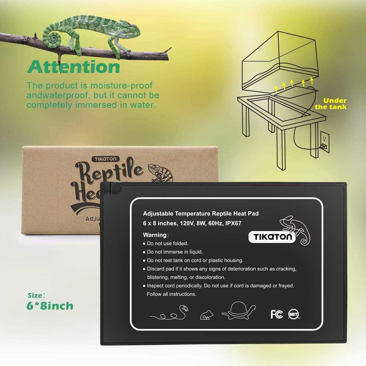 Tikaton Reptile Heat Pad Adjustable Temperature Under Tank Heater for 10-20gal/30-40gal Tank - Healthber