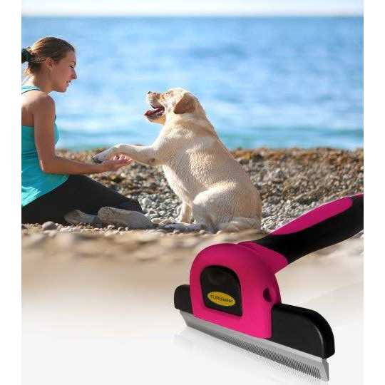DakPets Pet Grooming Brush Effectively Reduces Shedding by up to 95% Professional Deshedding Tool for Dogs and Cats - Healthber