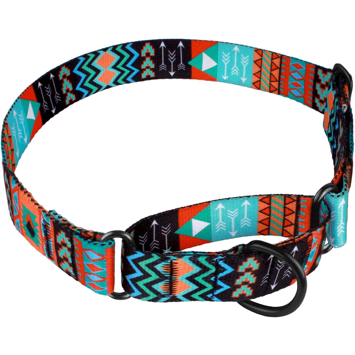 Collardirect Martingale Dog Collar Nylon Safety Training Tribal Pattern Adjustable Heavy Duty Collars for Dogs Medium Large - Healthber