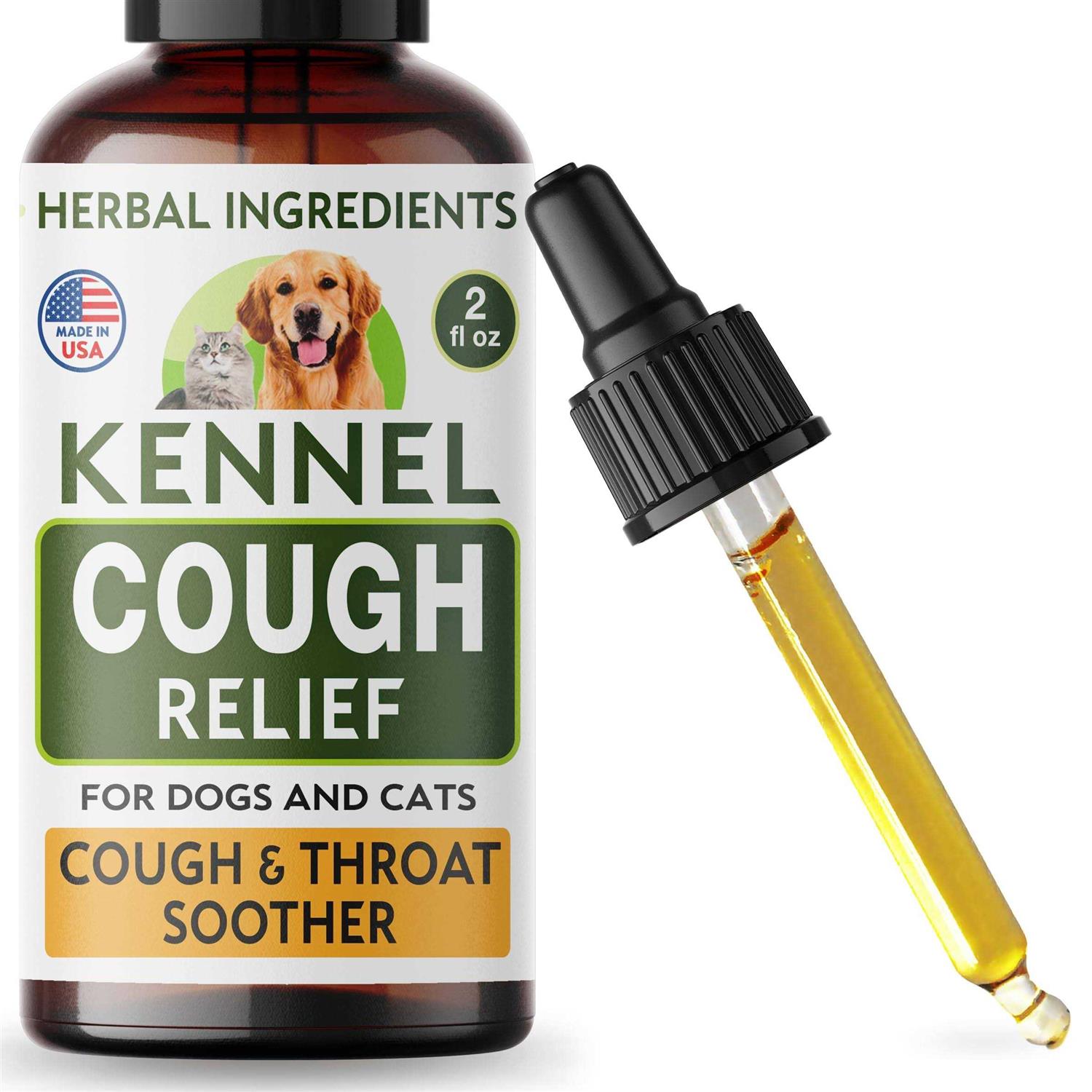 TwoFurFinds Kennel Cough Herbal Drops for Dogs & Cats Cough Relief Throat Soother - Healthber
