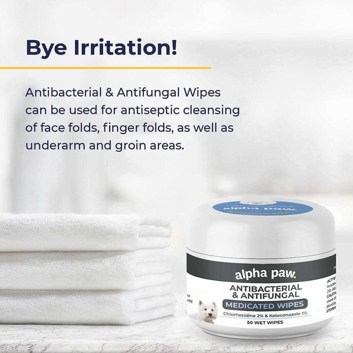 Alpha Paw Antibacterial & Antifungal Medicated Wipes - Healthber