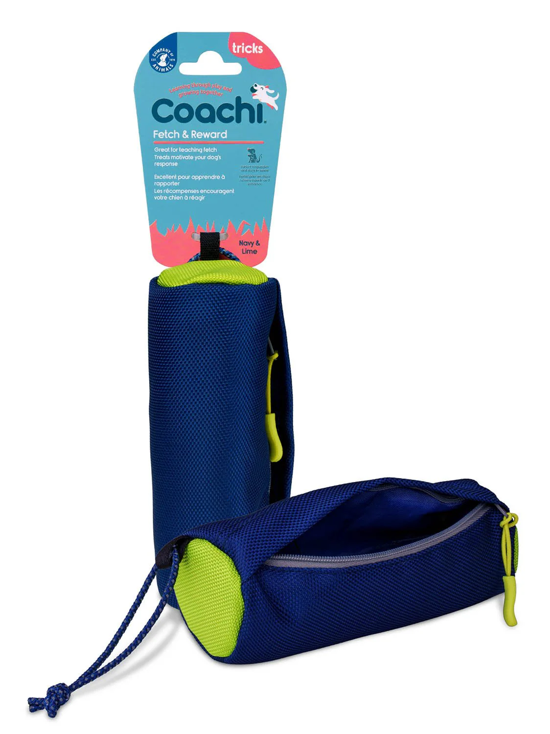 Coachi Fetch & Reward Training Toy, Navy & Lime - Healthber