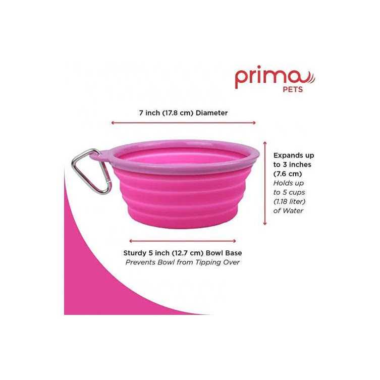 Prima Pets Prima Collapsible Silicone Water Travel Bowl with Clip Dog and Cat - Healthber