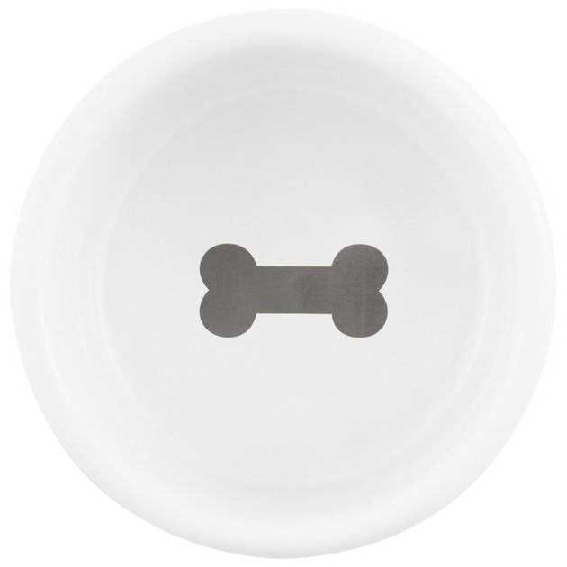 Signature Housewares Bones Non-Skid Ceramic Dog Bowl - Healthber
