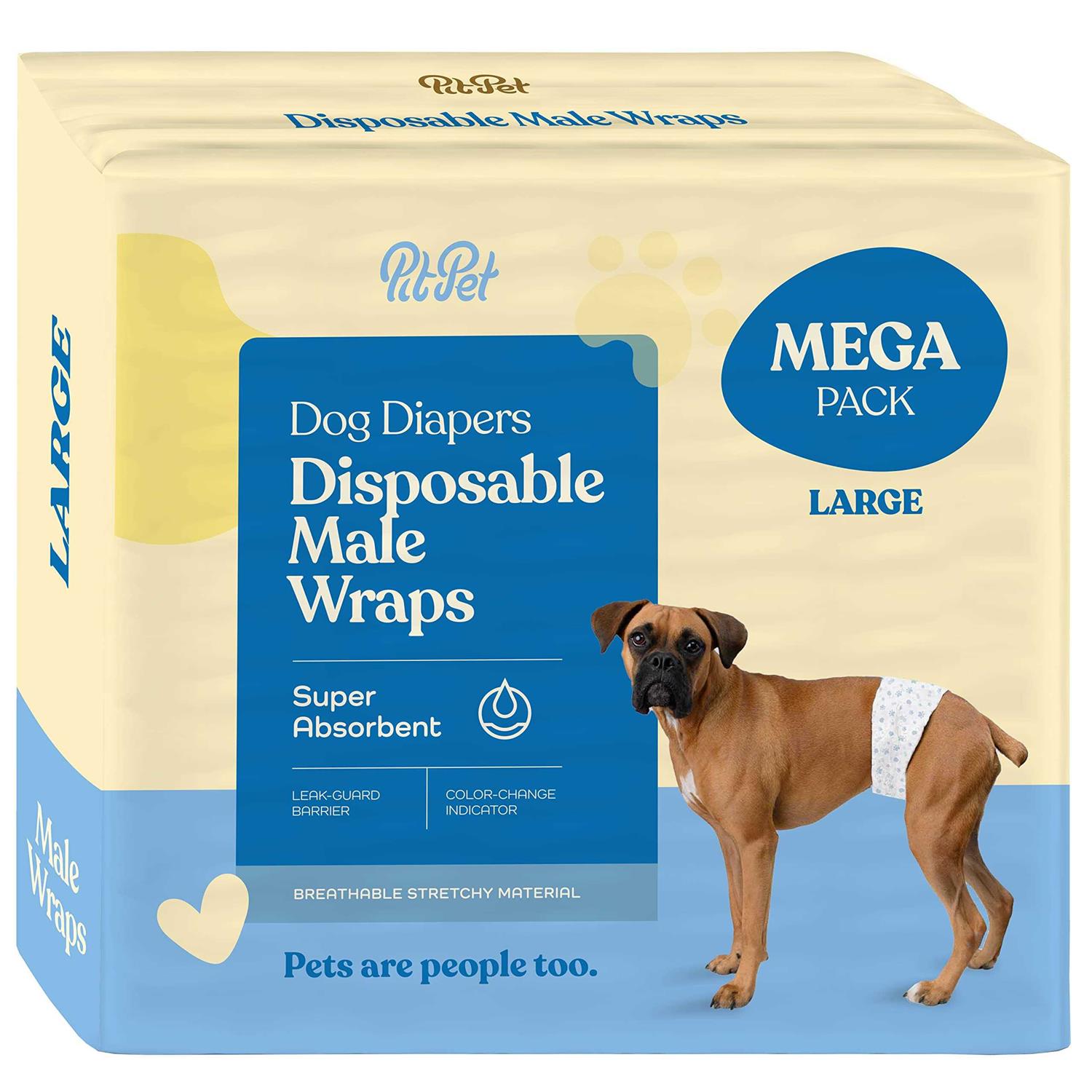 Pitpet Comfortable Male Dog Diapers 30-Pack Super Absorbent Disposable Male Dog Wraps - Healthber