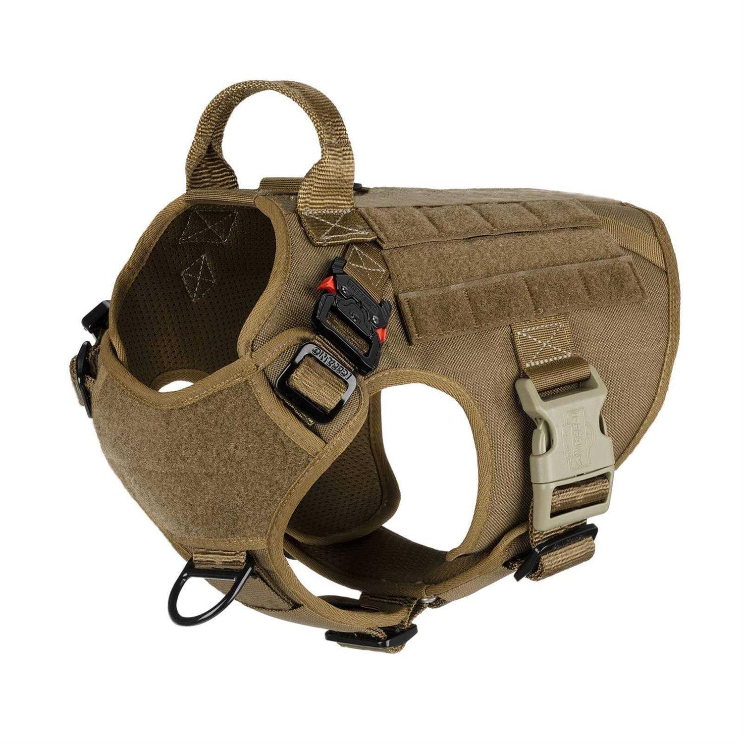 Icefang Tactical Dog Harness Size,2X Metal Buckle,Working Dog MOLLE Vest with Handle,No Pulling Front Leash Clip,Hook and Loop Panel - Healthber