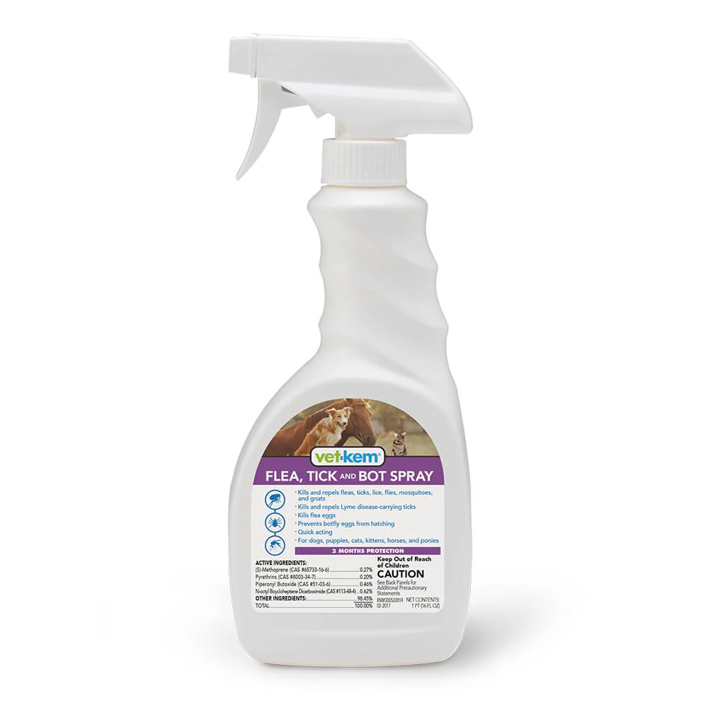 Vet-Kem Flea, Tick & Bot Spray, 16 oz - Healthber