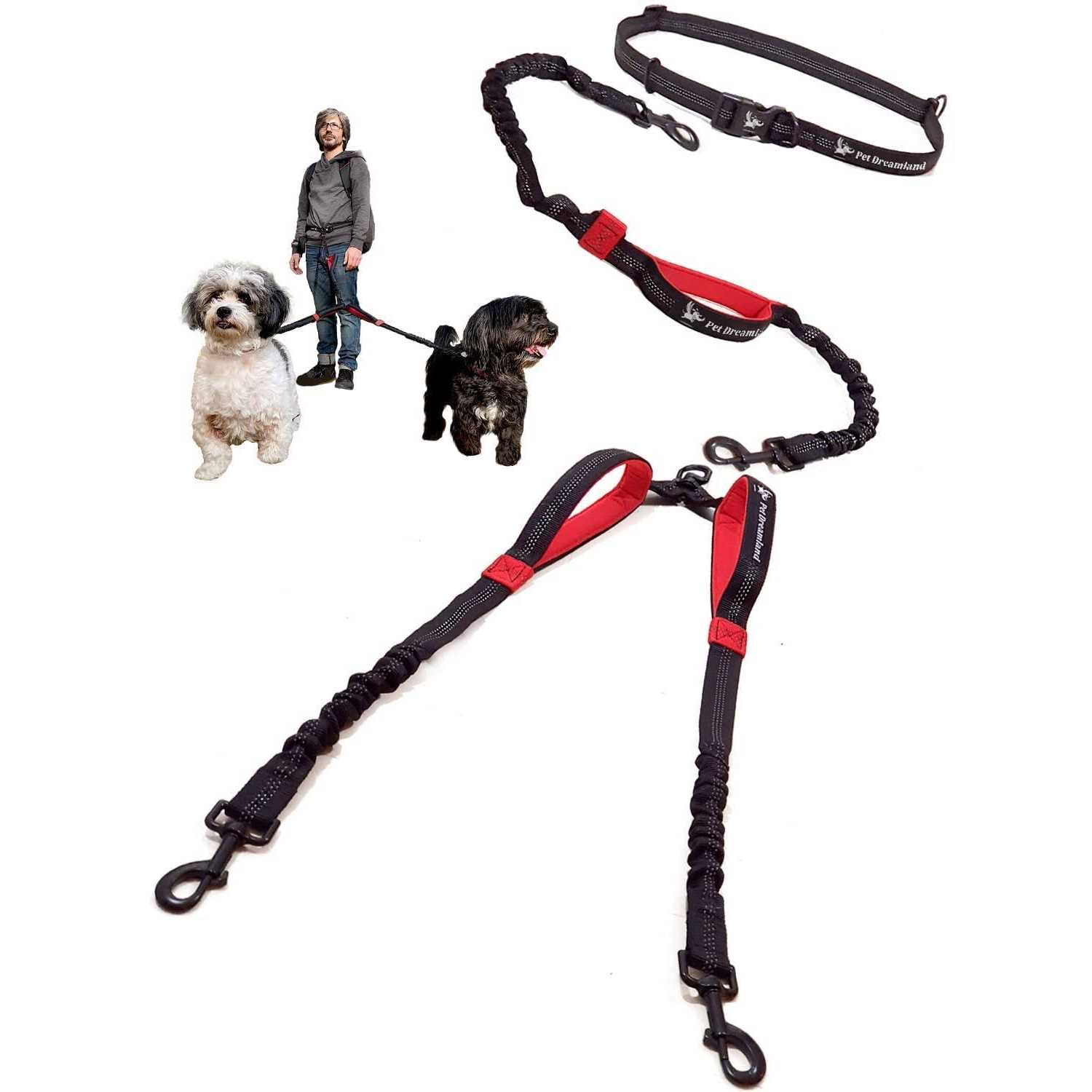 Pet Dreamland Exquisite Double Dog Leash for Large Dogs Hands Free Dog Leash 2 Dogs - Healthber