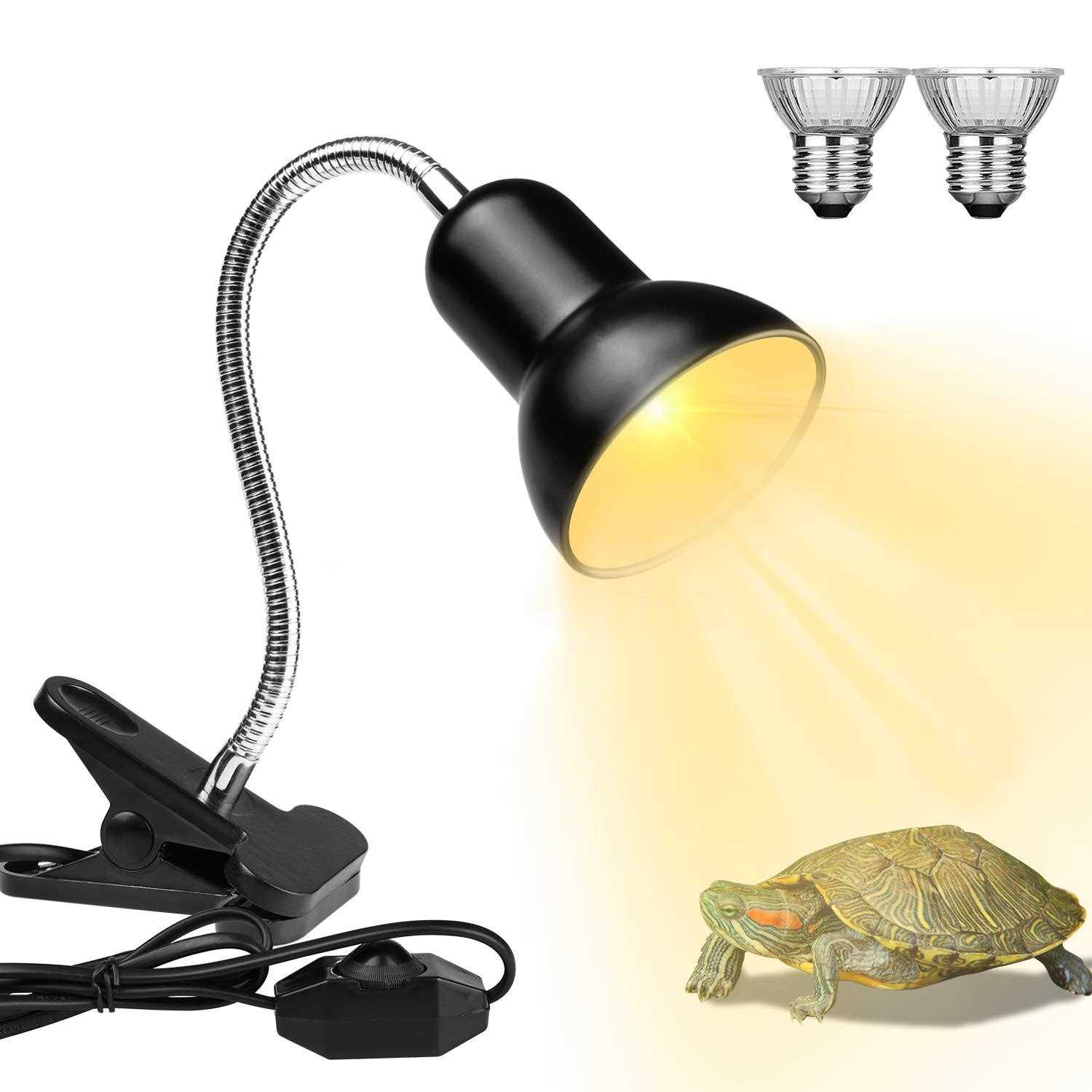 Dallfoll Reptile Heat Lamps Turtle Lamp Uva/UVB Turtle Aquarium Tank Heating Lamps with Clamp - Healthber