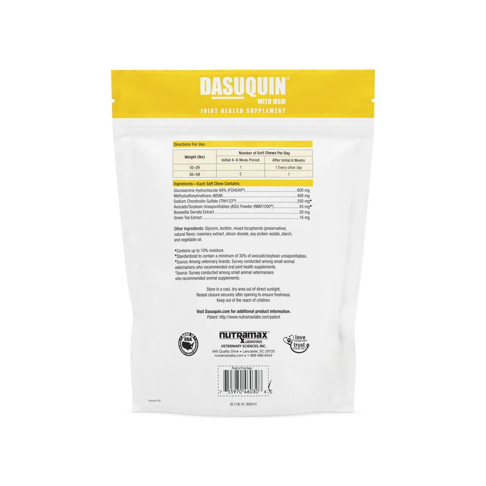 Nutramax Dasuquin for Dogs, Joint Health Supplement, Glucosamine, Chondroitin, ASU, MSM and More, Supports Healthy Joints, Soft Chews - Healthber