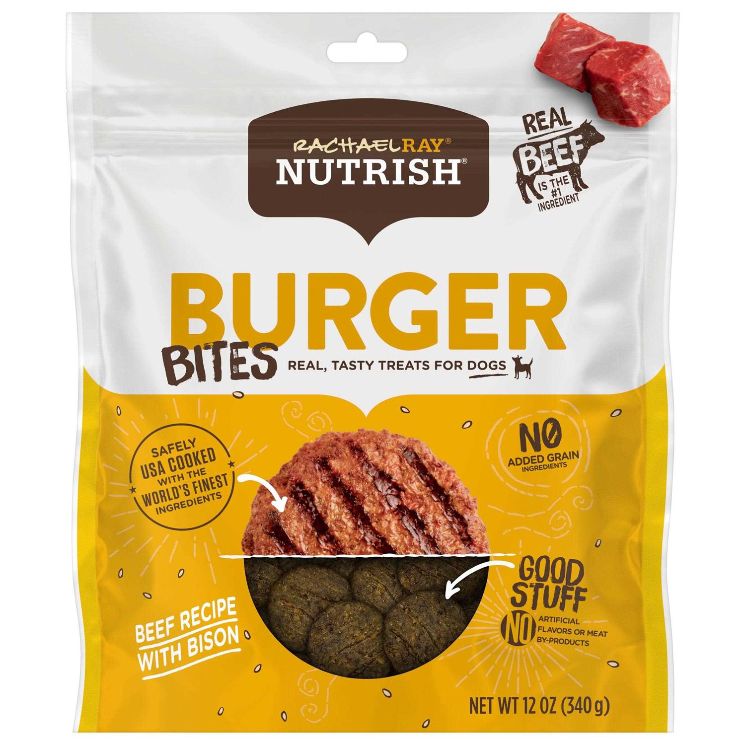 Rachael Ray Nutrish Beef & Bison Burger Bites Dog Treats - Healthber