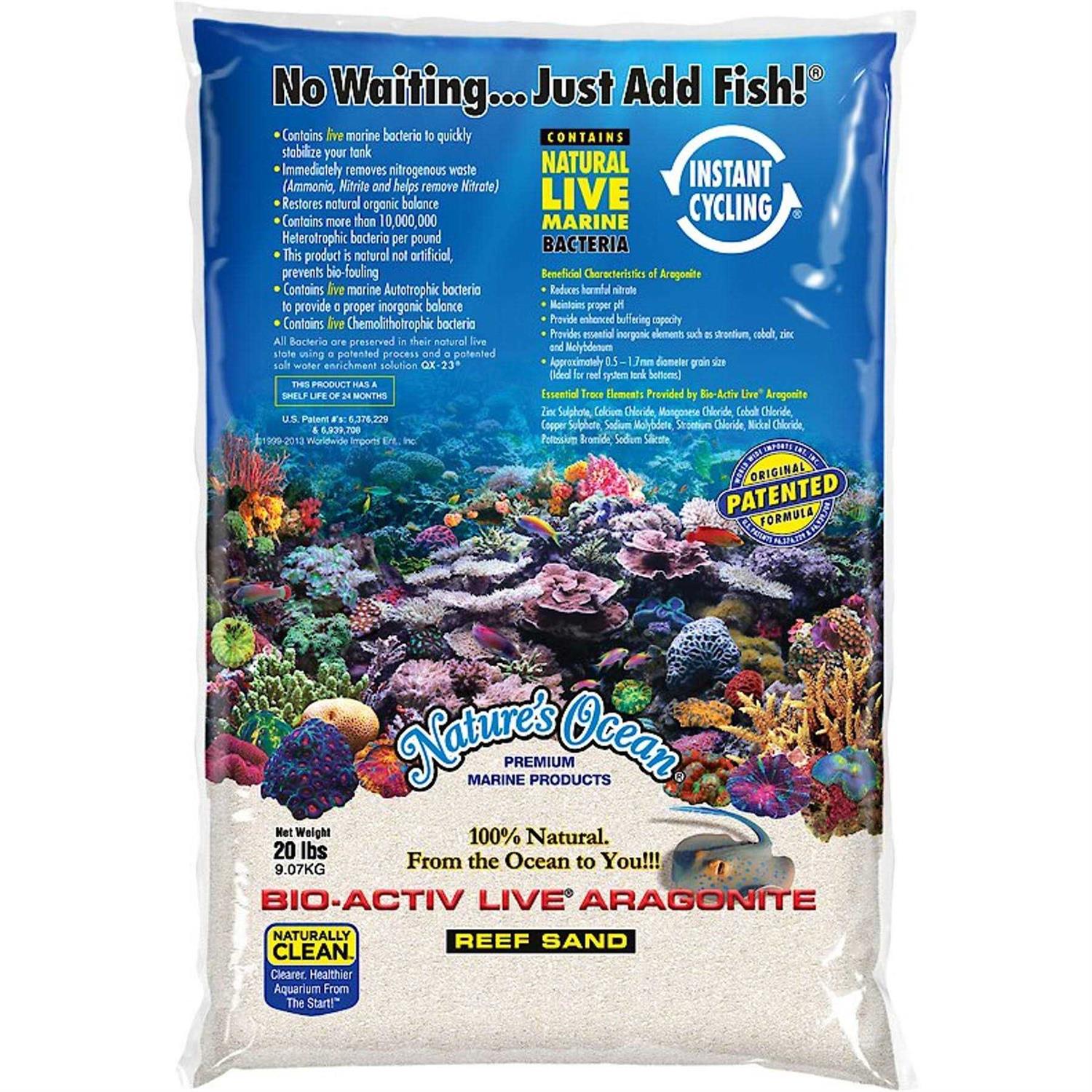 Nature&s Ocean Bio-Activ Live Aragonite Saltwater Aquarium Sand - Healthber