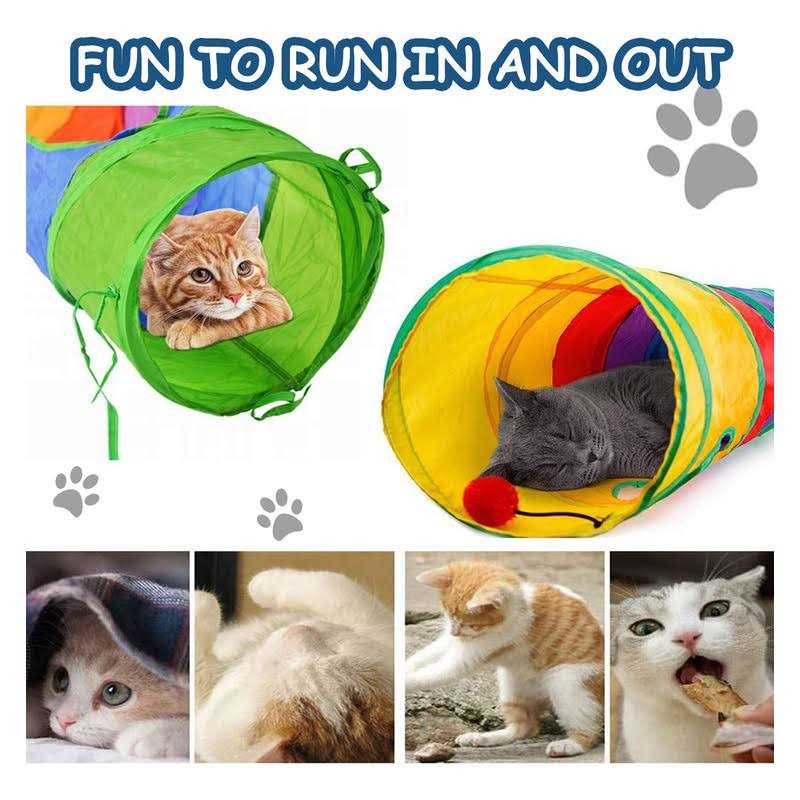Feline Ruff Premium Way Cat Tunnel. Extra Large 12 Inch Diameter and Extra Long. A Big Collapsible Play Toy. Wide Pet Tunnel Tube - Healthber