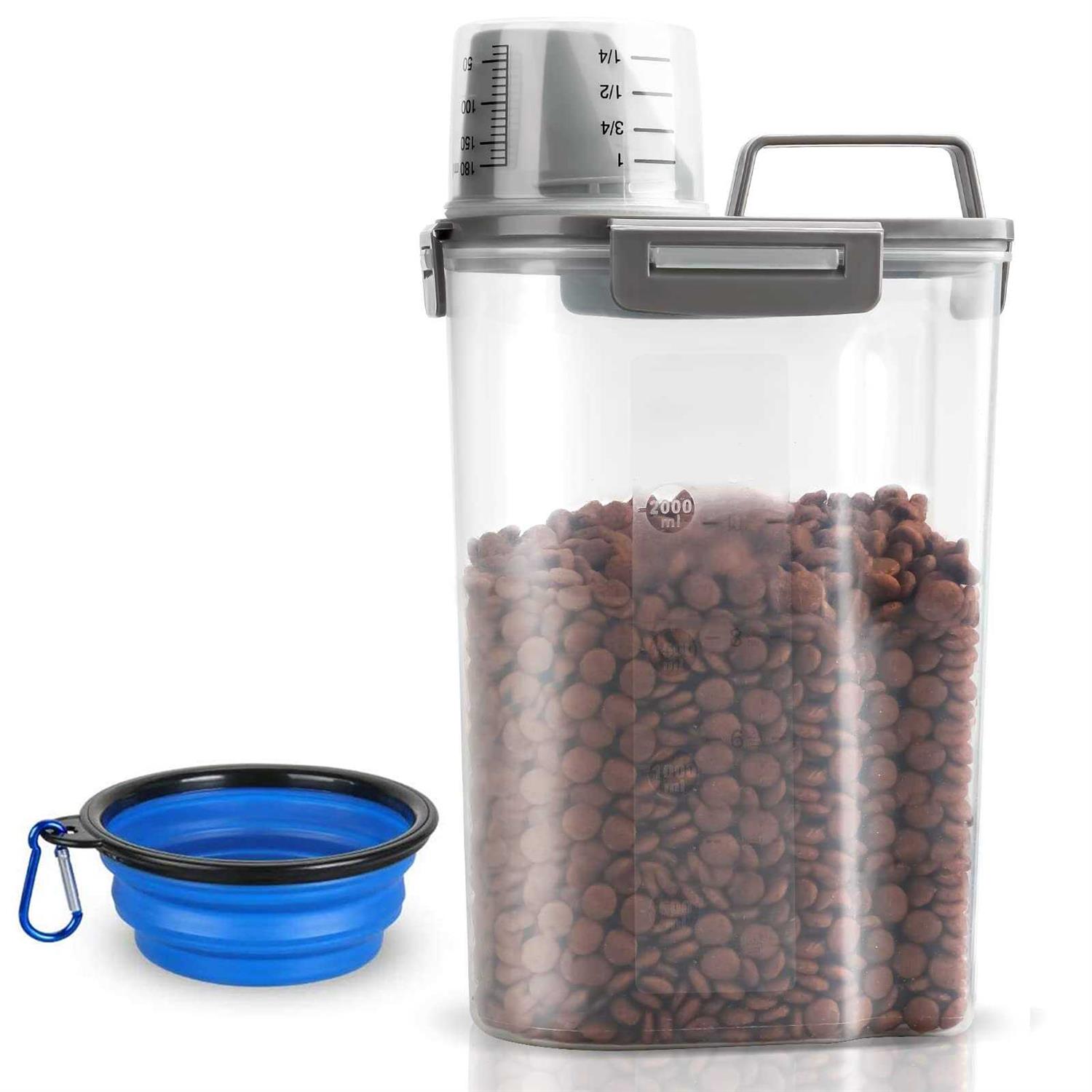 TIOVERY Upgraded Dog Food Storage Container Small, Cat Food Container Airtight, Pet Food Container Dispenser with Pour Spout, Measuring Cup and 4 - Healthber