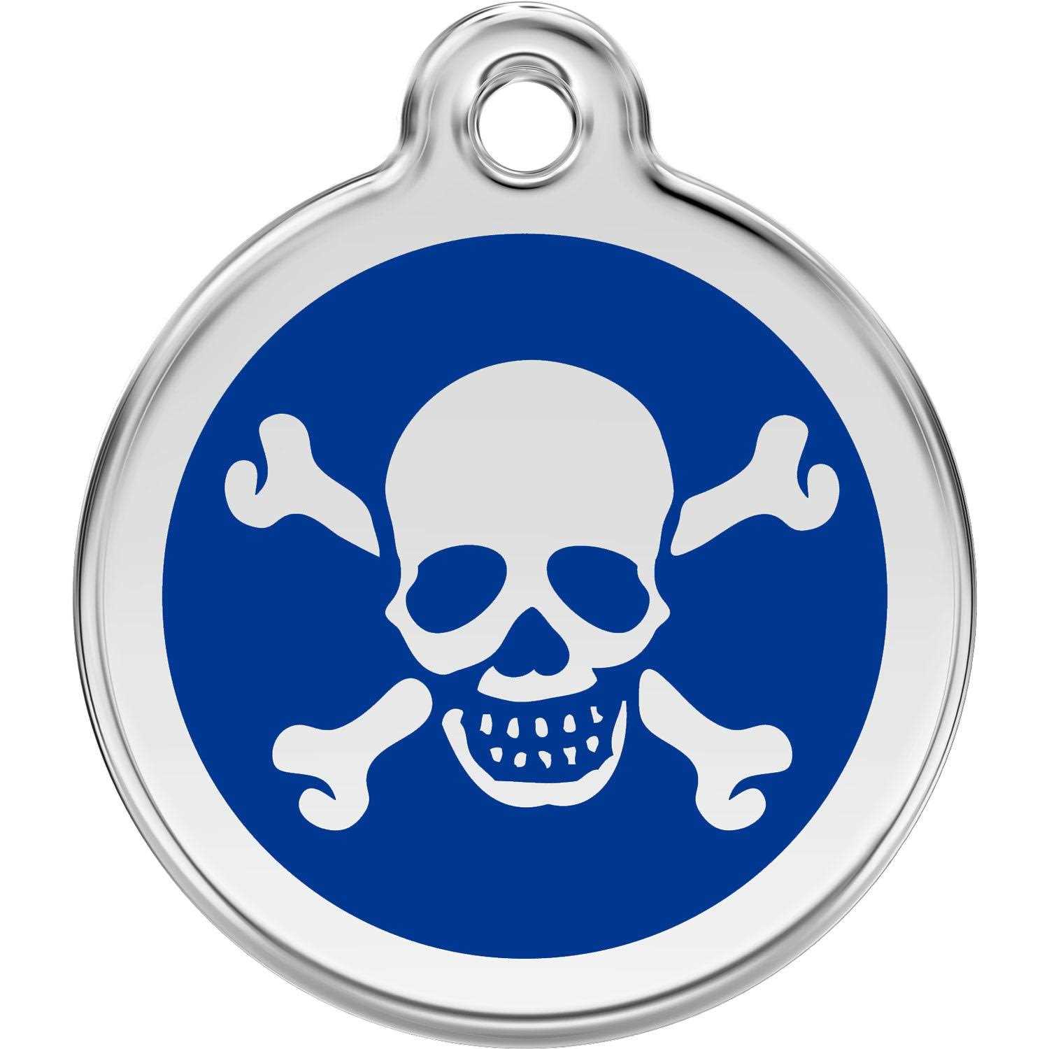 Red Dingo Enamel Pet ID Tag Skull & Cross Bone - Healthber