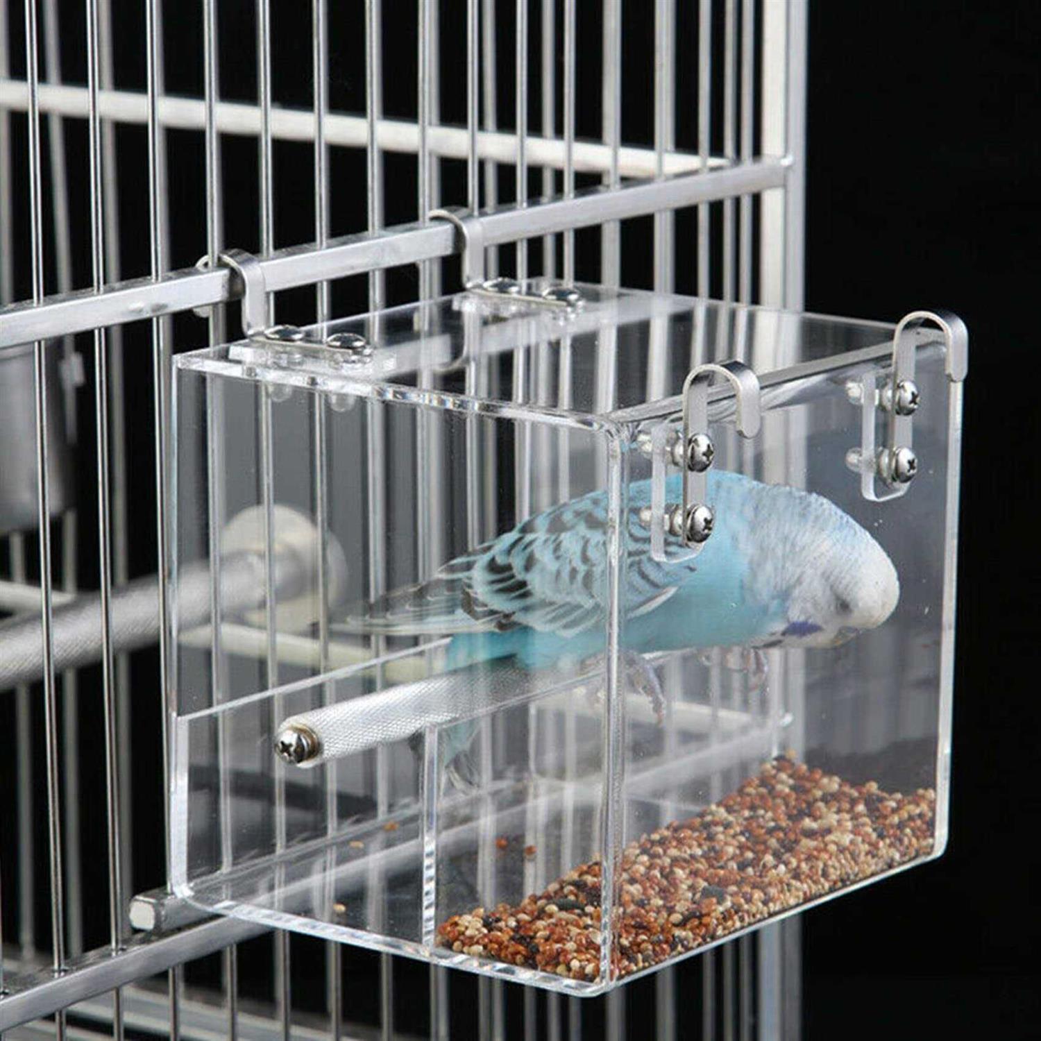 GURECOD Automatic Bird Feeder No Mess Bird Cage Pet Feeder Seed Food Container for Parakeet Canary Cockatiel Parrot Finch Canary Acrylic - Healthber