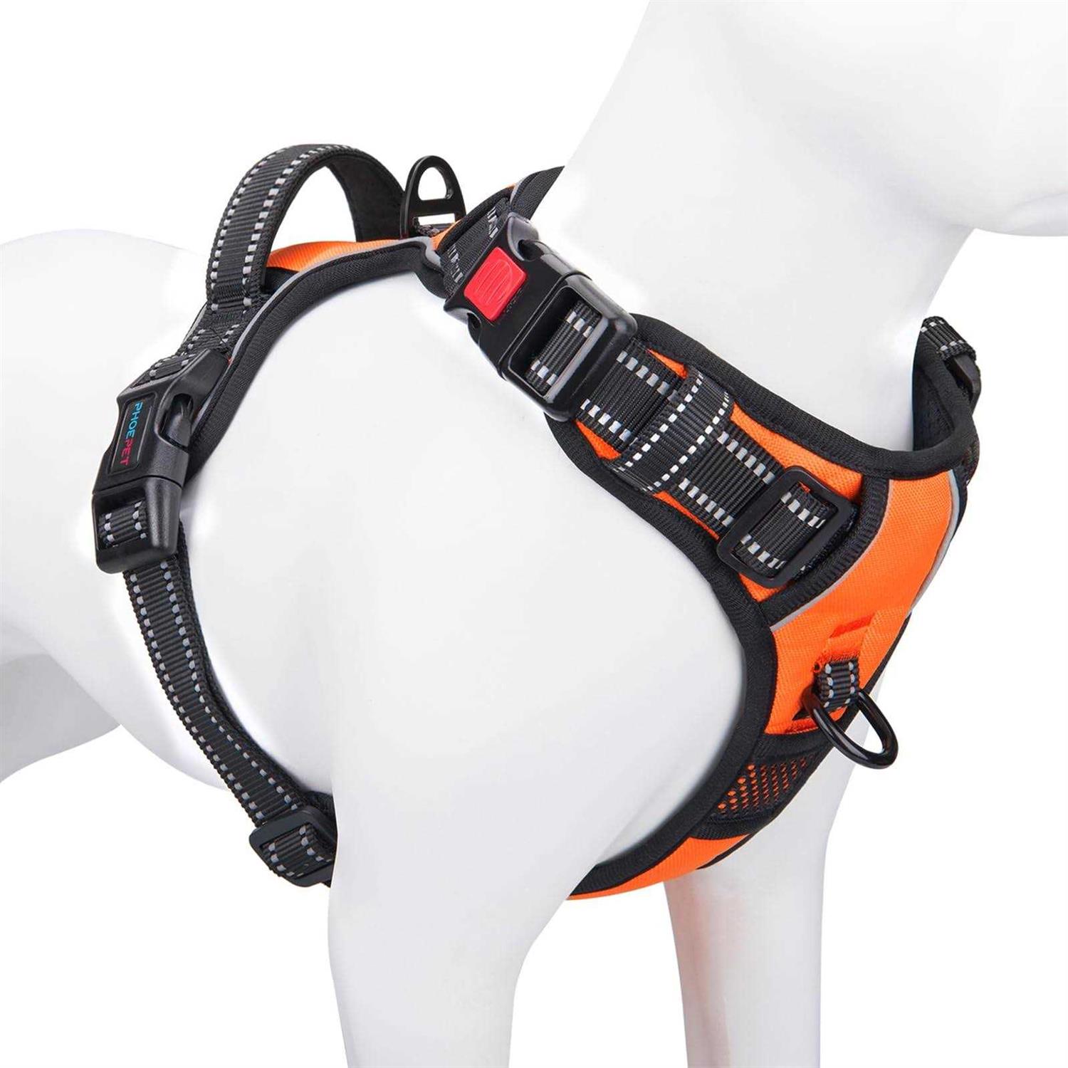 Phoepet No Pull Dog Harness Reflective Front Clip Vest with Handle,Adjustable 2 Metal 3 Buckles - Healthber