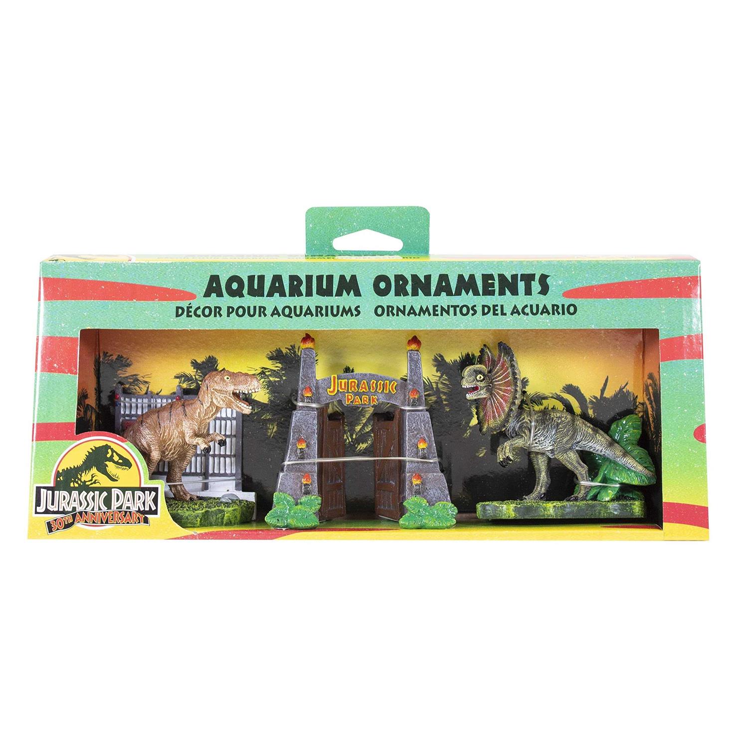 Penn-Plax Jurassic Park Officially Licensed 3-Piece Aquarium Ornament Bundle Small - Healthber