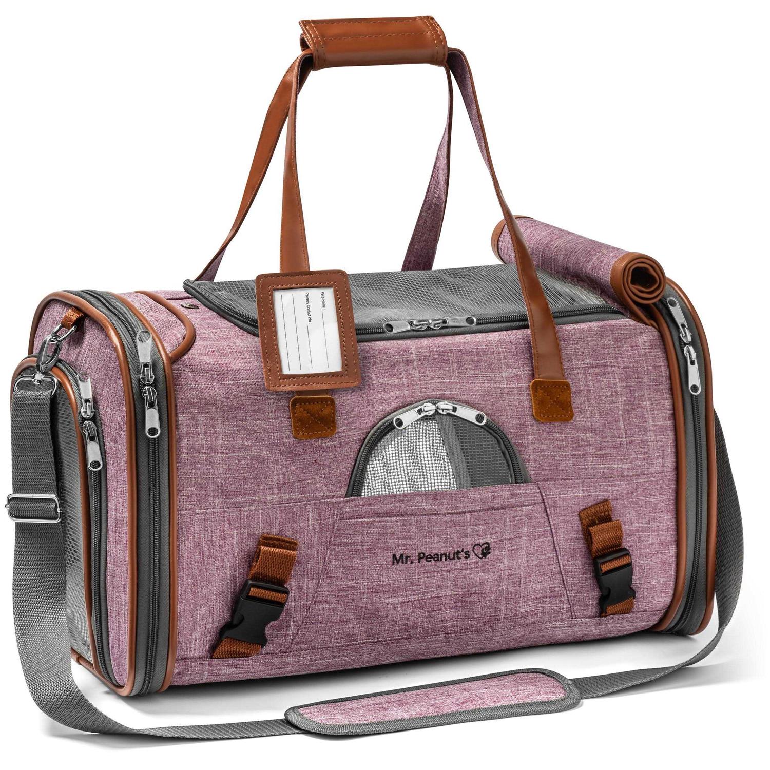 Mr. Peanut’s Airline Approved Soft Sided Pet Carrier Low Profile Gold Series Tote - Healthber