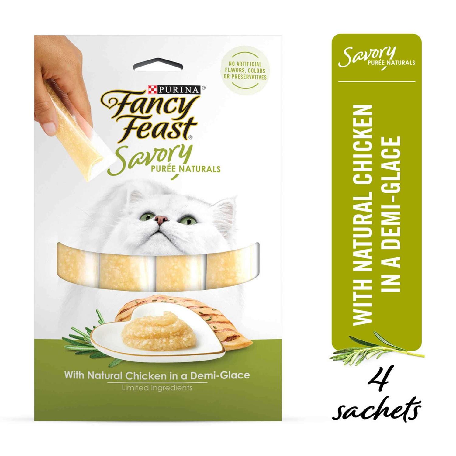 Fancy Feast Savory Puree Naturals With Chicken in a Demi-Glace Squeezable Cat Treats - Healthber