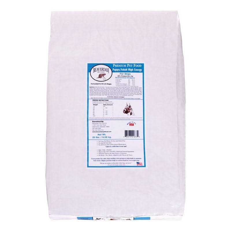 Beaverdam Hi-Energy Blue Label Pork and Chicken Dry Dog Food 20 lb - Healthber