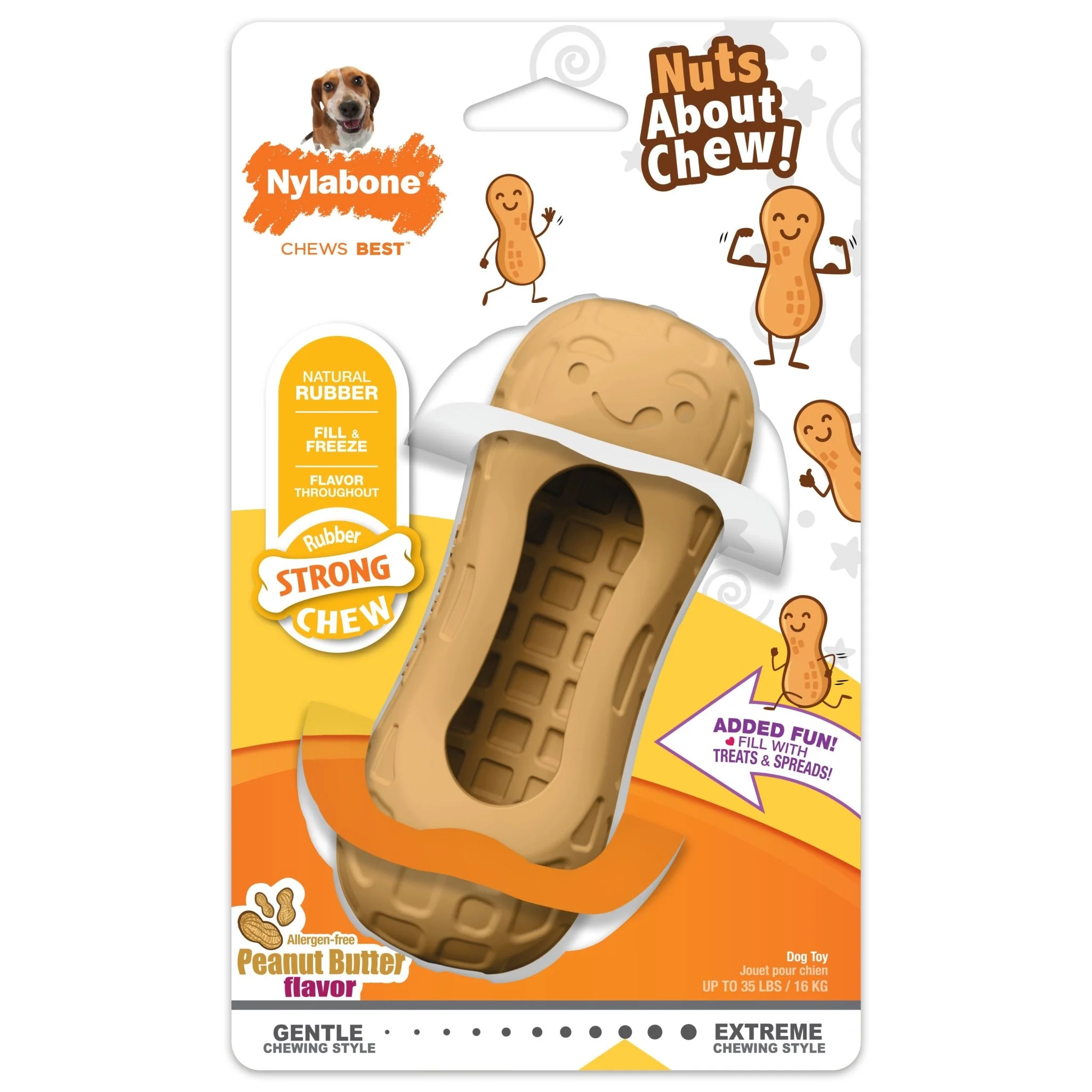 Strong Chew Fillable Peanut Dog Toy, Peanut Butter, Medium/Wolf, Up to 35 lbs. - Healthber