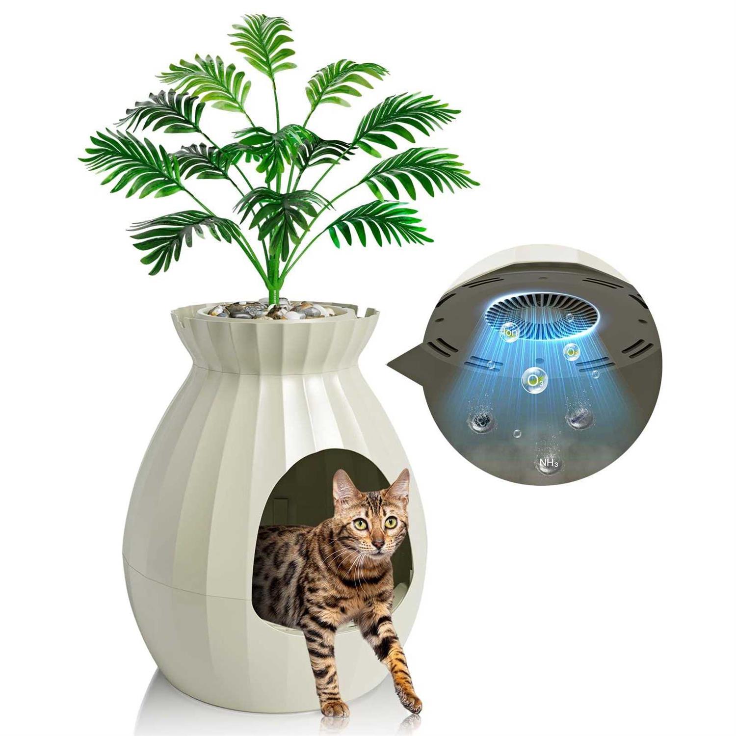 Plant Litter Box Smart Odor Removal Hidden Litter Box - Healthber