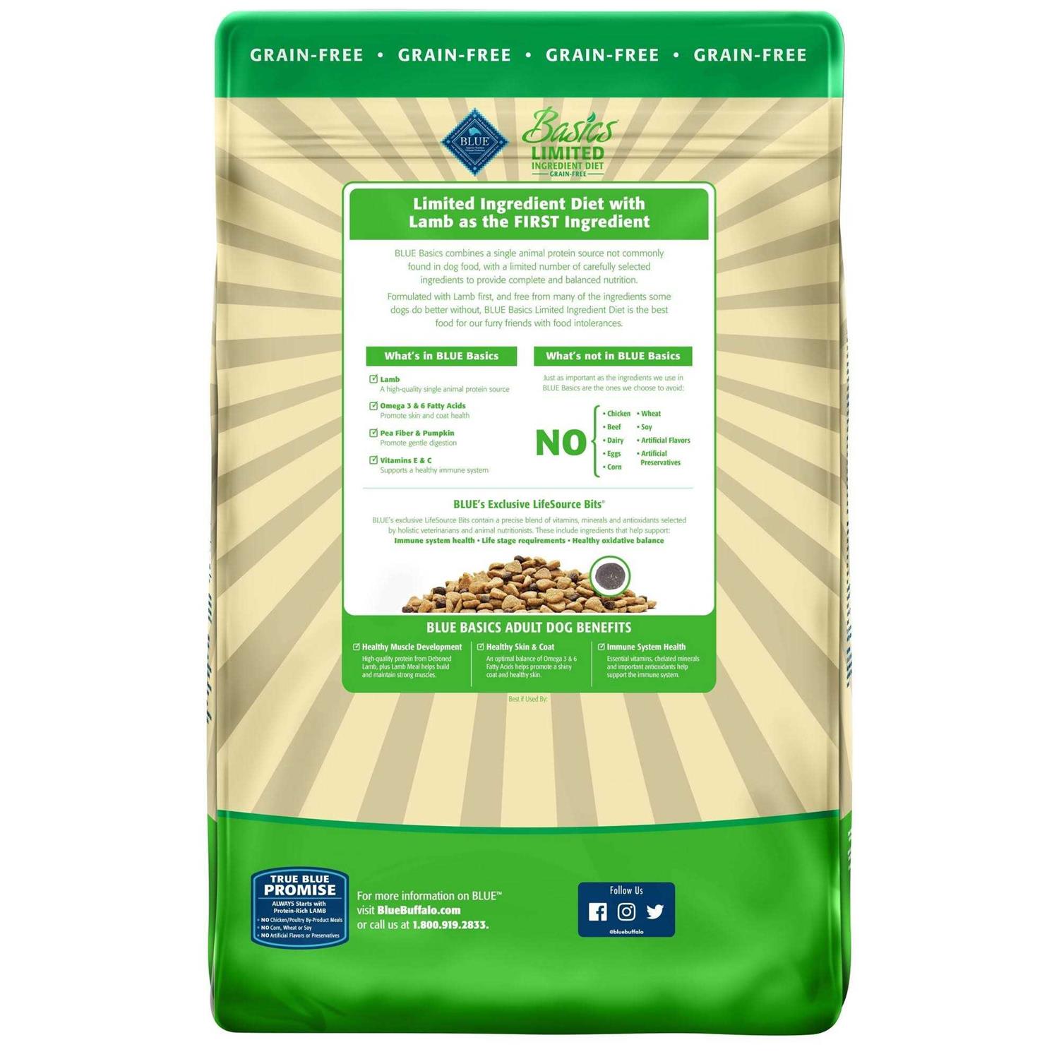 Blue Buffalo Basics Adult Skin & Stomach Care Grain-Free Lamb & Potato Recipe Dry Dog Food - Healthber