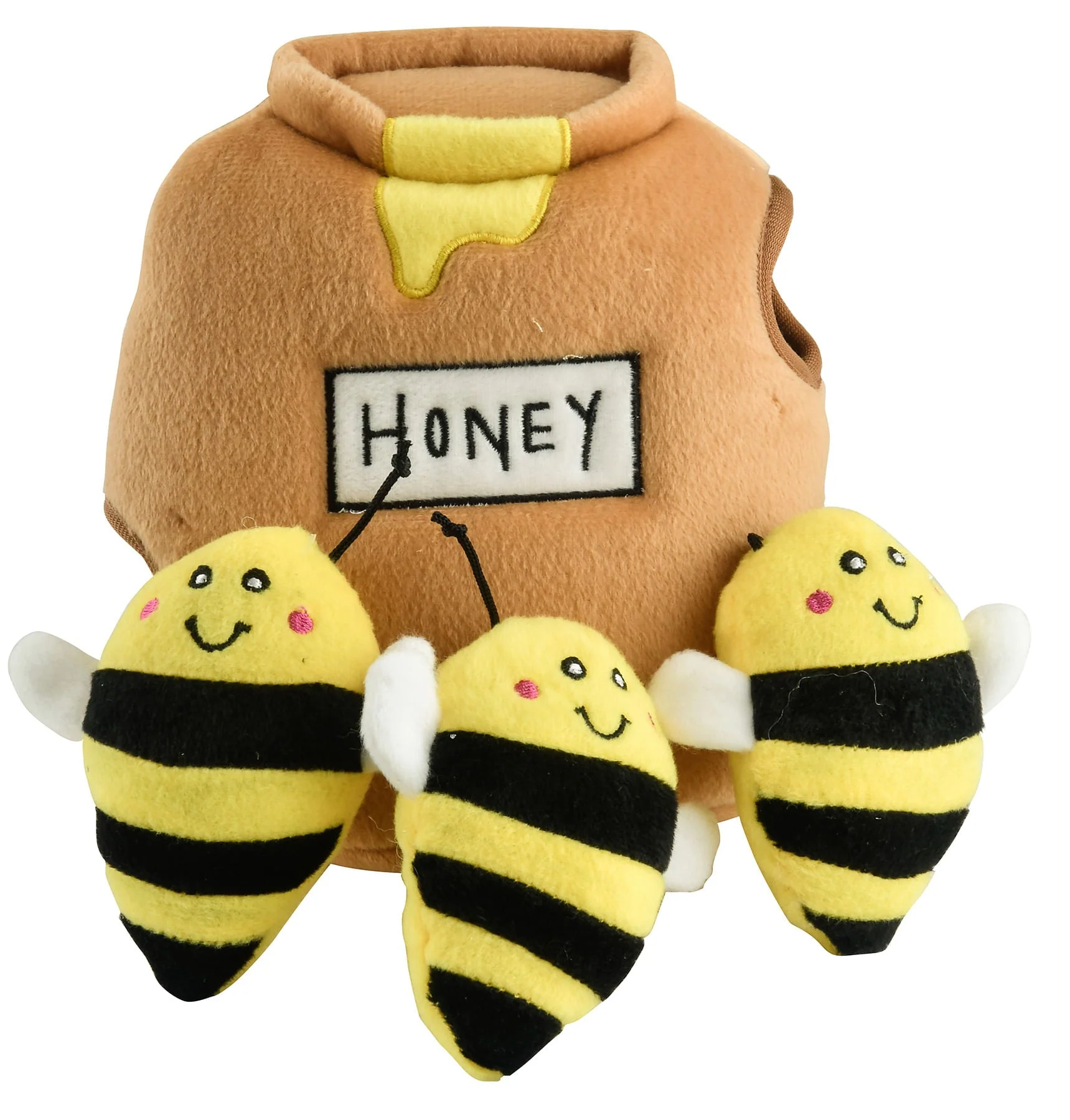 Zippy Paws 4 Piece Hide N Squeak Honey Pot Burrow Puzzle Dog Toy - Healthber