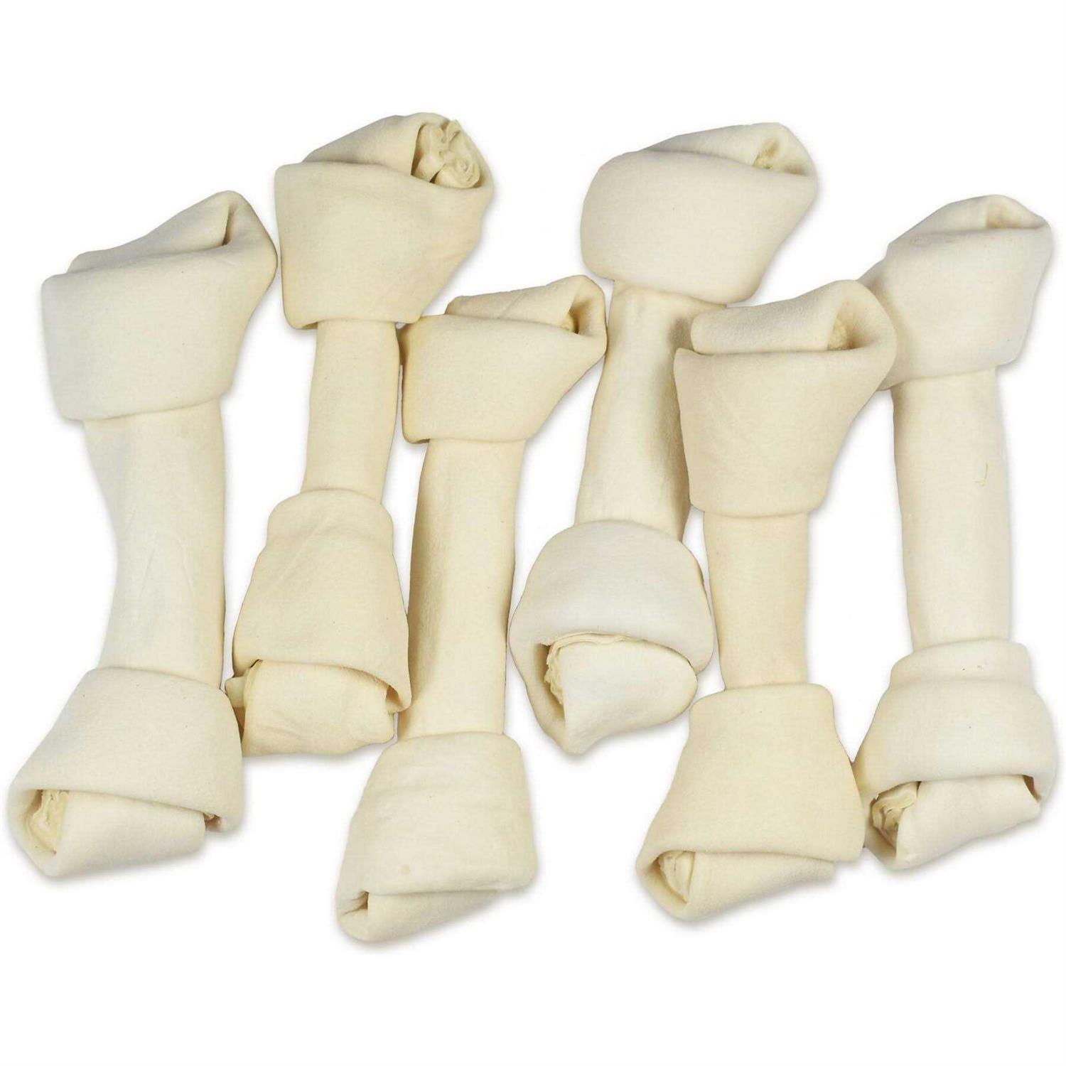 Hotspot Pets Natural White Knotted Rawhide Bone Dog Chew Treats - Healthber