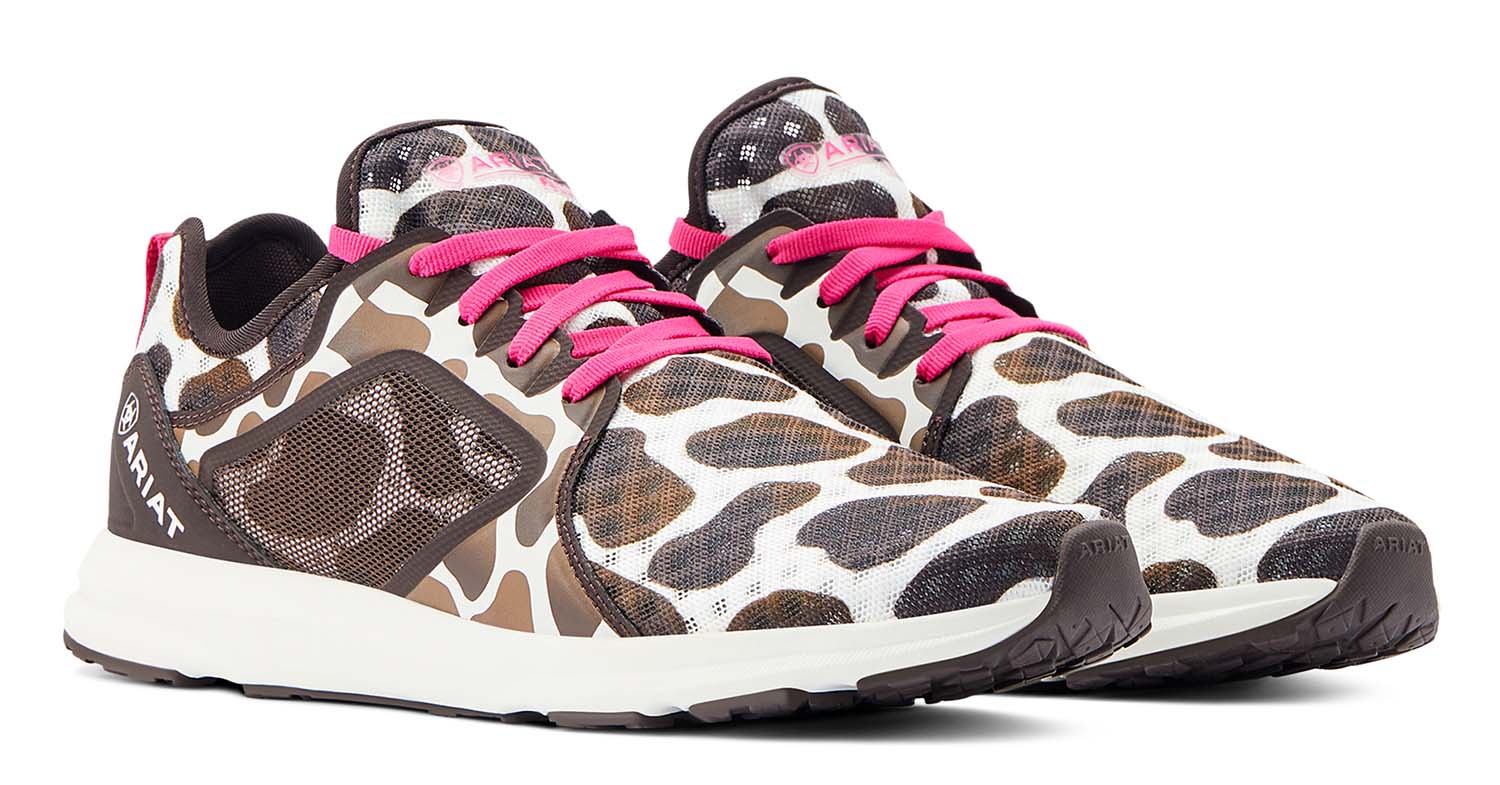 Ariat Women's Fuse Tennis Shoes, Cow Print - Healthber