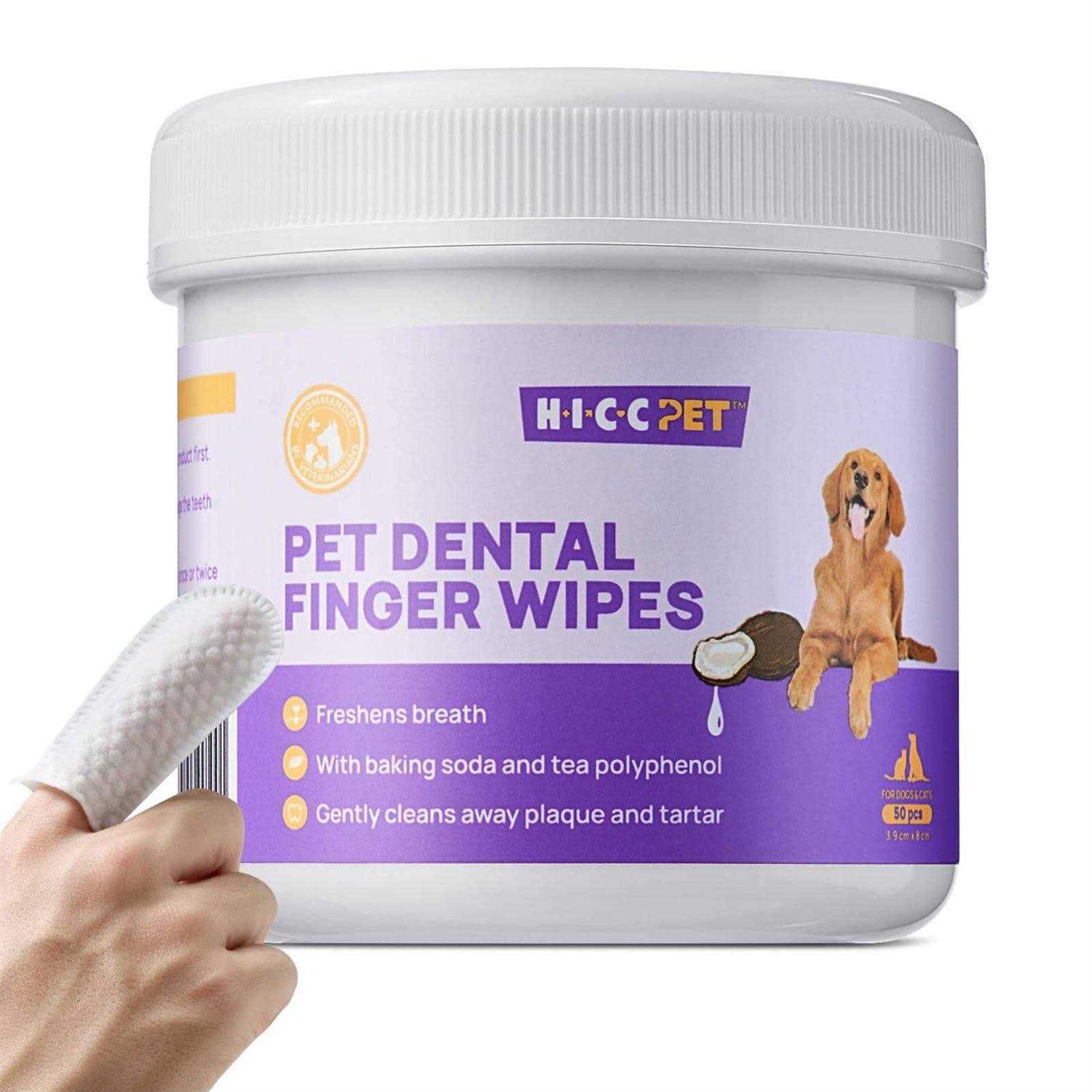 HICC PET Teeth Cleaning Wipes for Dogs & Cats, Remove Bad Breath by Removing Plaque and Tartar Buildup No-Rinse Dog Finger Toothbrush - Healthber