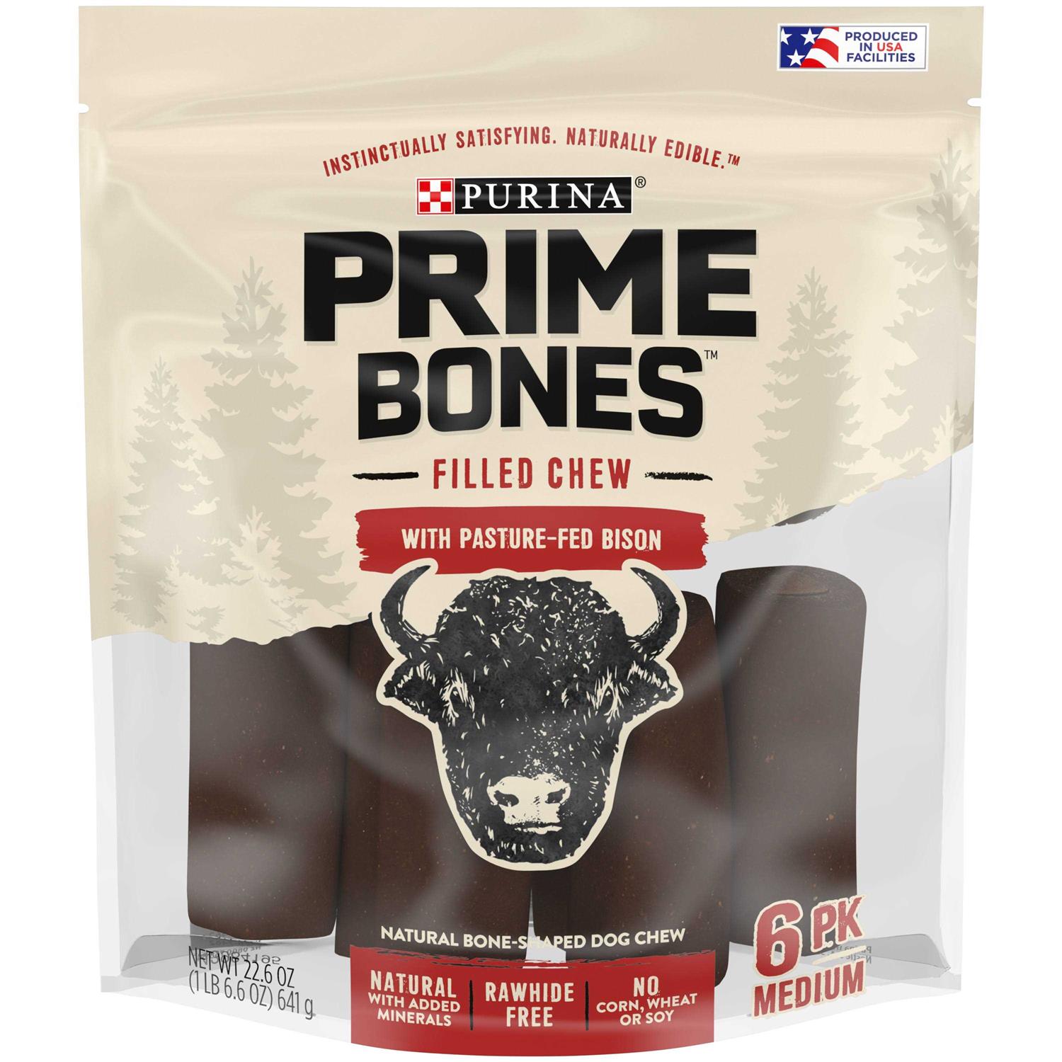Purina Prime Bones Natural Dog Treats Filled Chew With Pasture-Fed Bison - Healthber