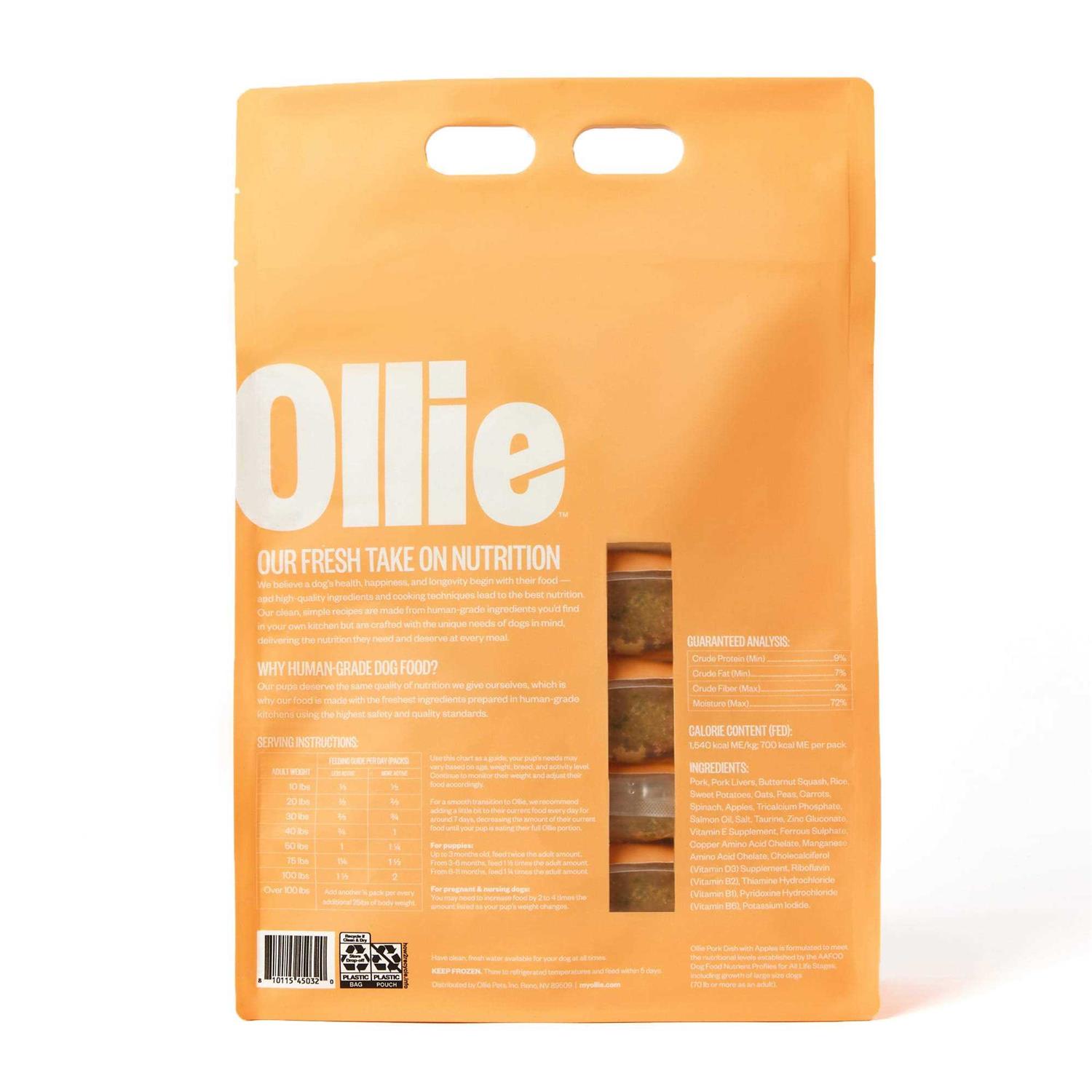 Ollie Fresh Pork Dish with Apples Frozen Dog Food - Healthber