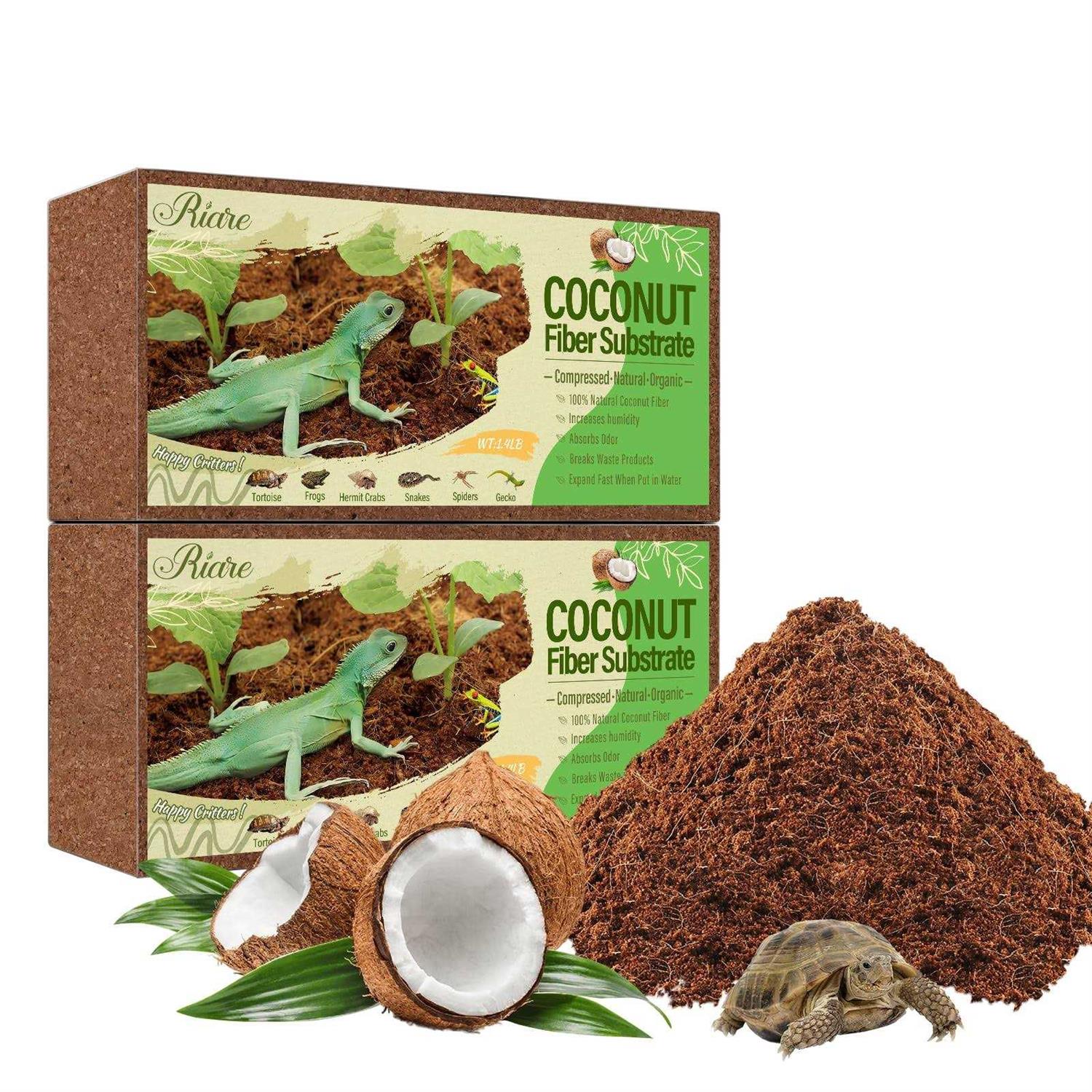 Riare Natural Coconut Fiber Substrate for Reptile Premium Compressed Coconut Husk Terrarium Bedding for Reptile - Healthber