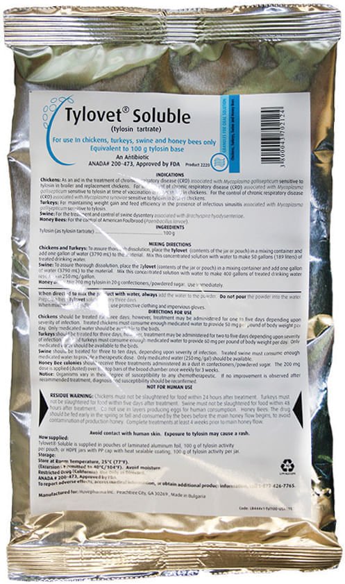 Rx Tylovet Soluble, 100 g (tylosin tartrate) - Healthber