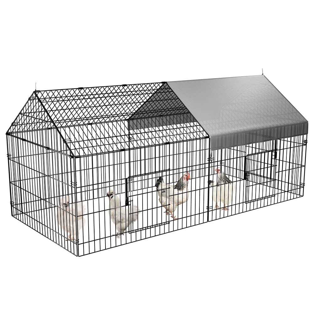 PawGiant Chicken Coop 86×40 Chicken Run Pen for Yard with Cover Outdoor Metal Portable Chicken Tractor Cage Enclosure Crate Outside for Small - Healthber