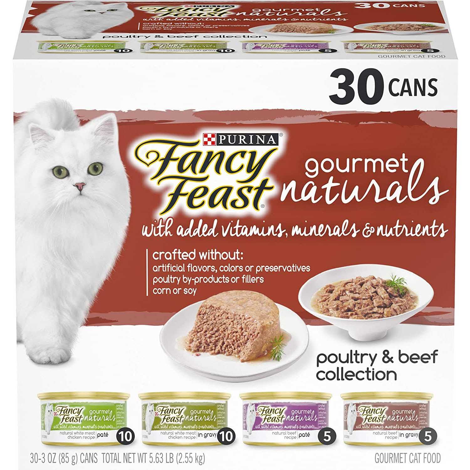 Fancy Feast Wet Cat Food Variety Pack Gourmet Naturals Poultry and Beef Collection - Healthber