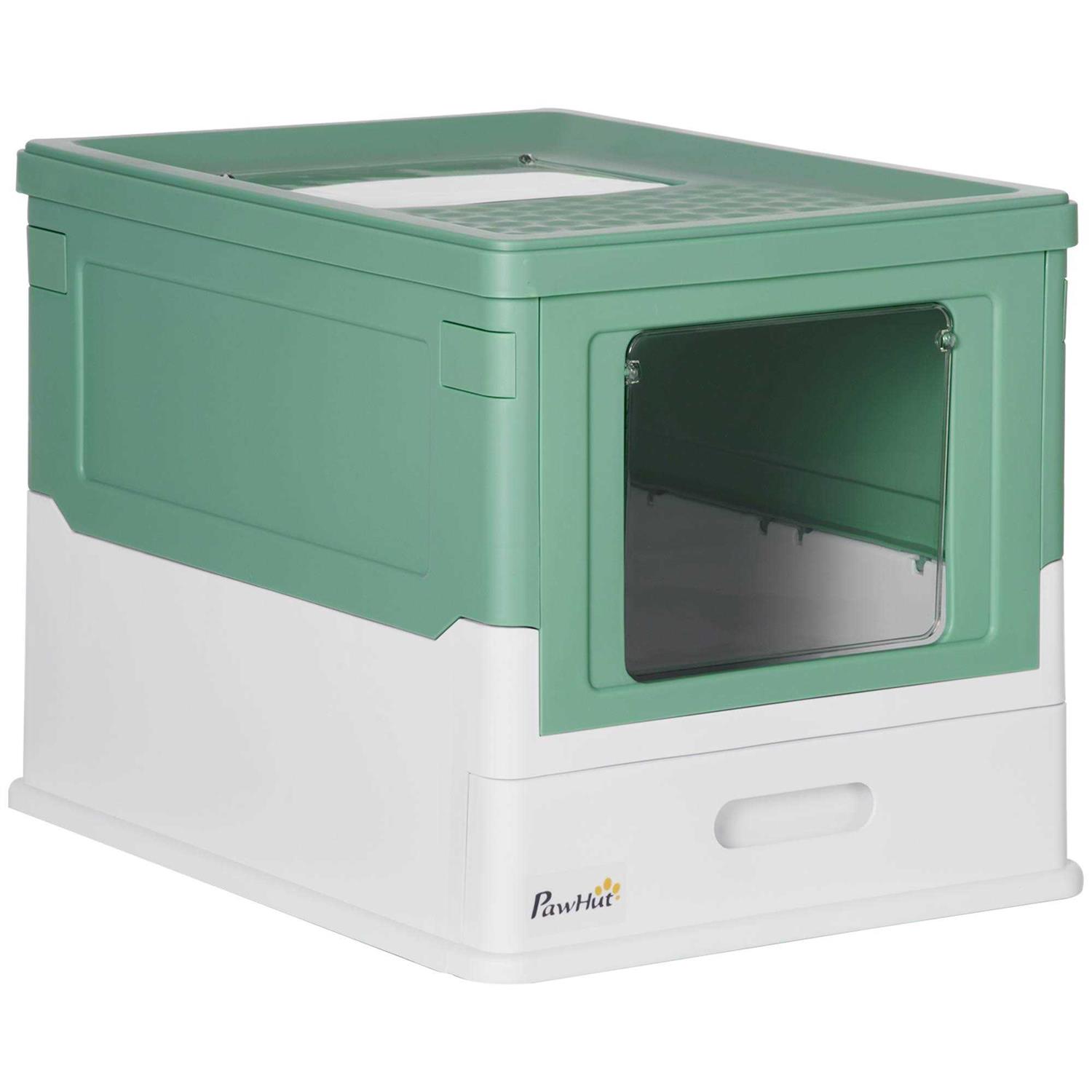 PawHut Fully Enclosed Cat Litter Box with Front Entry - Healthber