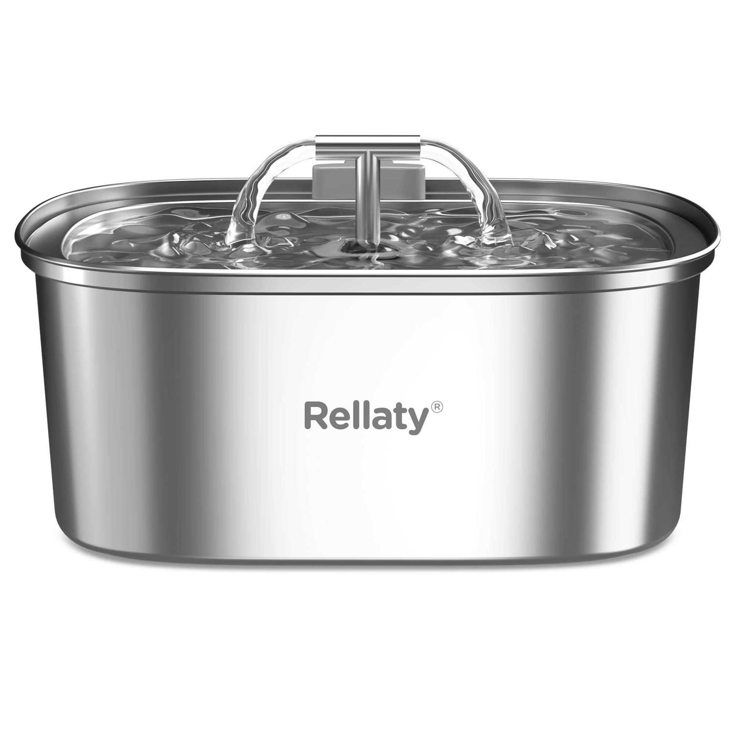 Rellaty Cat Water Fountain Stainless Steel 3.2L/108oz Pet Fountain Water Bowl Dog Drinking Dispenser Cat Feeding & Watering Supplies Animal Metal - Healthber