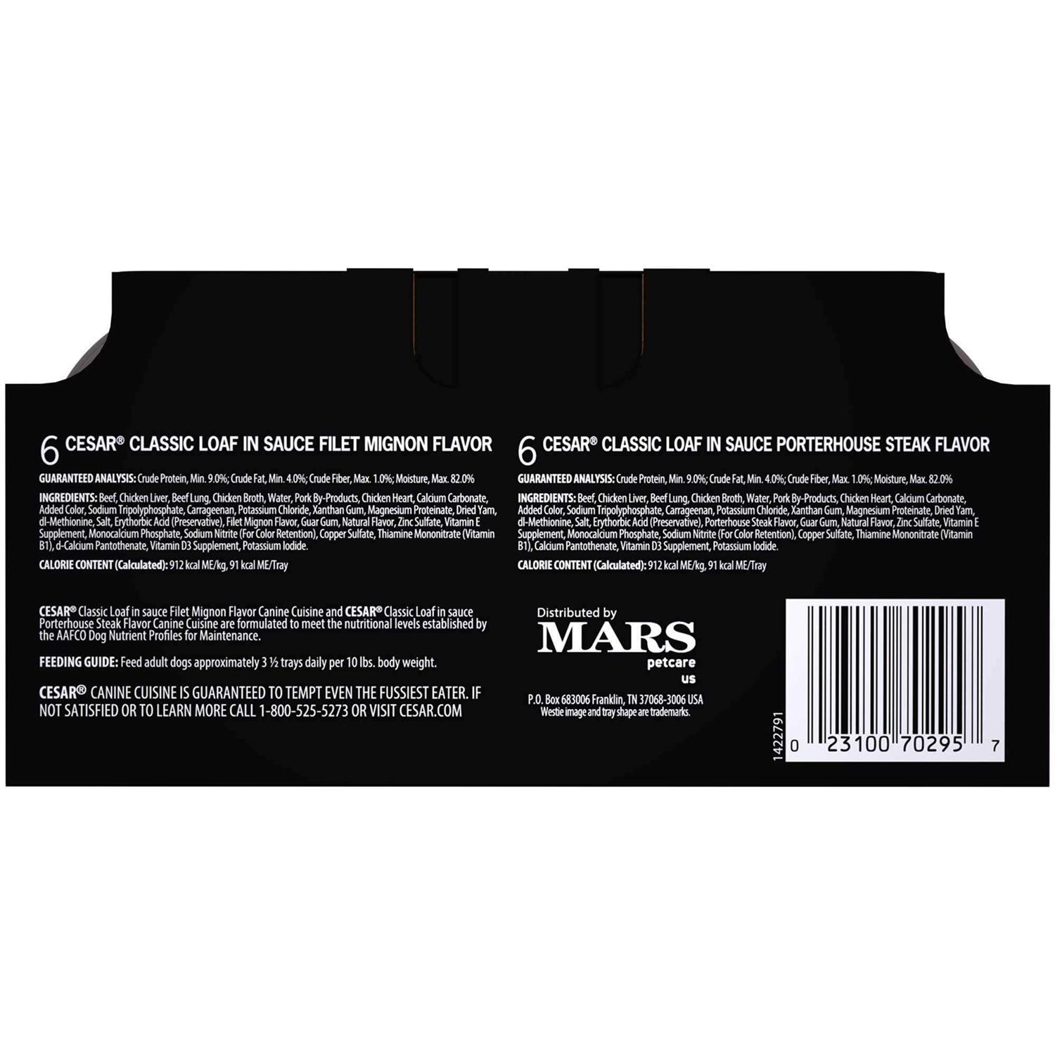 Cesar Filet Mignon & Porterhouse Steak Canine Cuisine Wet Dog Food - Healthber