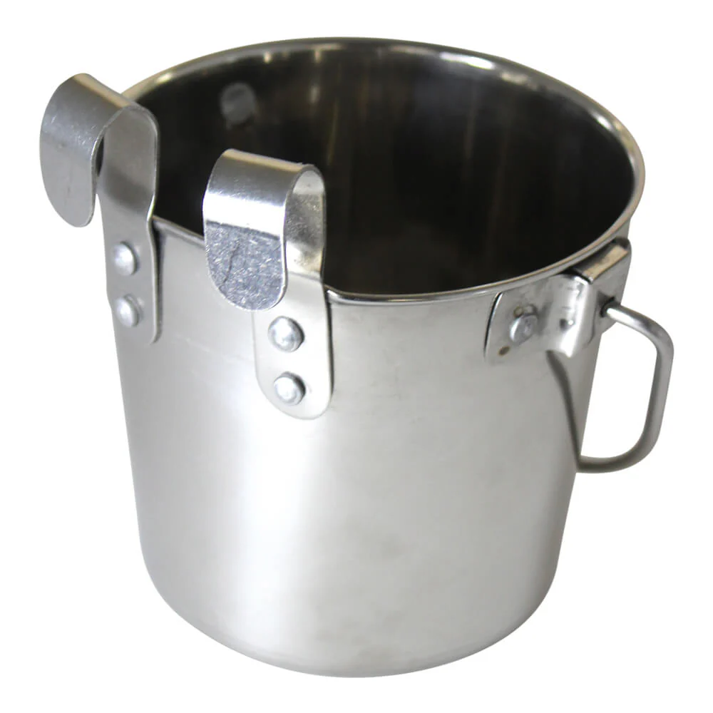 Stainless Steel Pail, Flat Sided Hook-On with Rivets - Healthber
