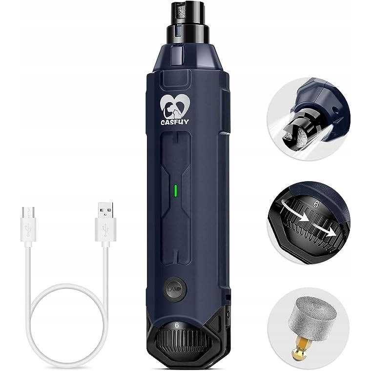 Casfuy 6-Speed Dog Nail Grinder Newest Enhanced Pet Nail Grinder Super Quiet Rechargeable Electric Dog Nail Trimmer Painless Paws Grooming - Healthber