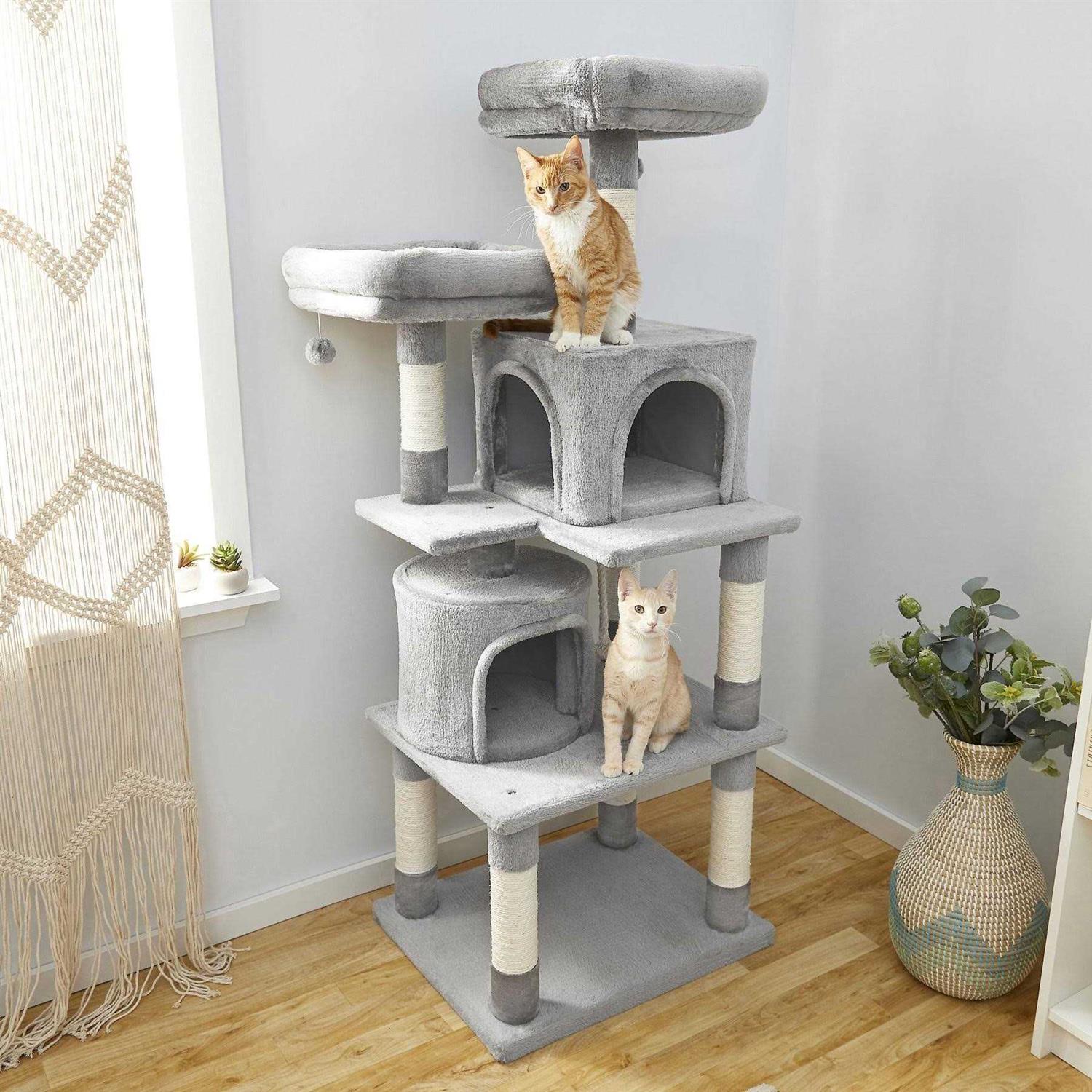 Frisco 61-in Faux Fur Cat Tree Condo - Healthber