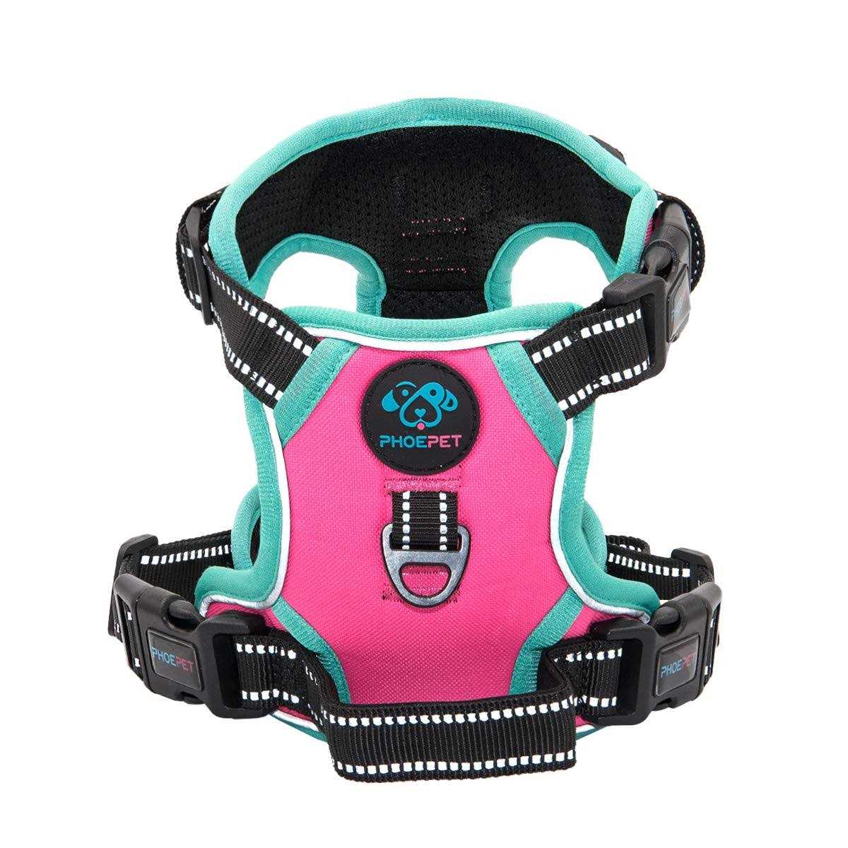 Phoepet No Pull Dog Harness Reflective Front Clip Vest with Handle,Adjustable 2 Metal 3 Buckles - Healthber