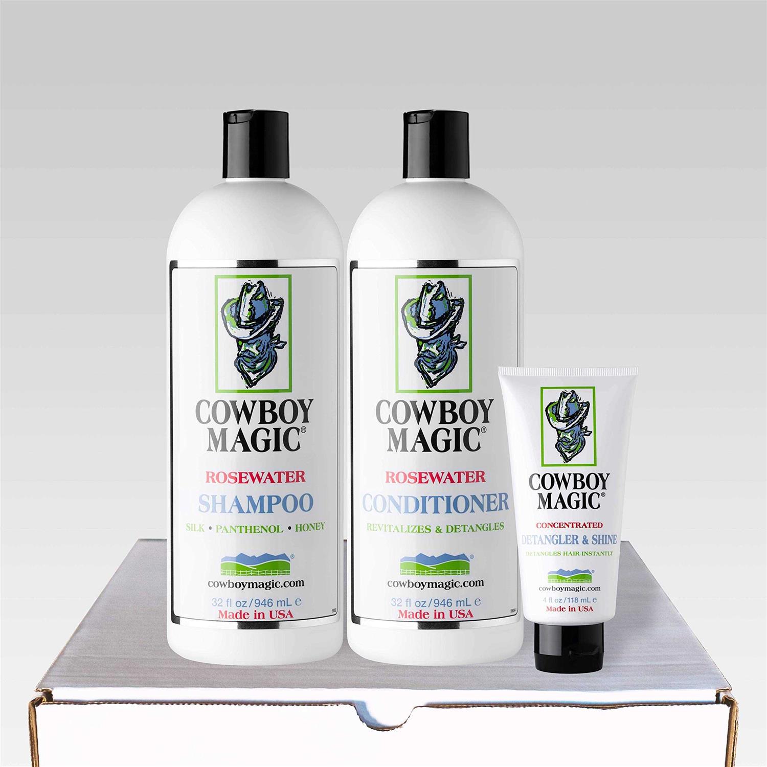 Cowboy Magic Shampoo + Conditioner 32 Ounce Bottles Detangler and Shine 4oz - Healthber