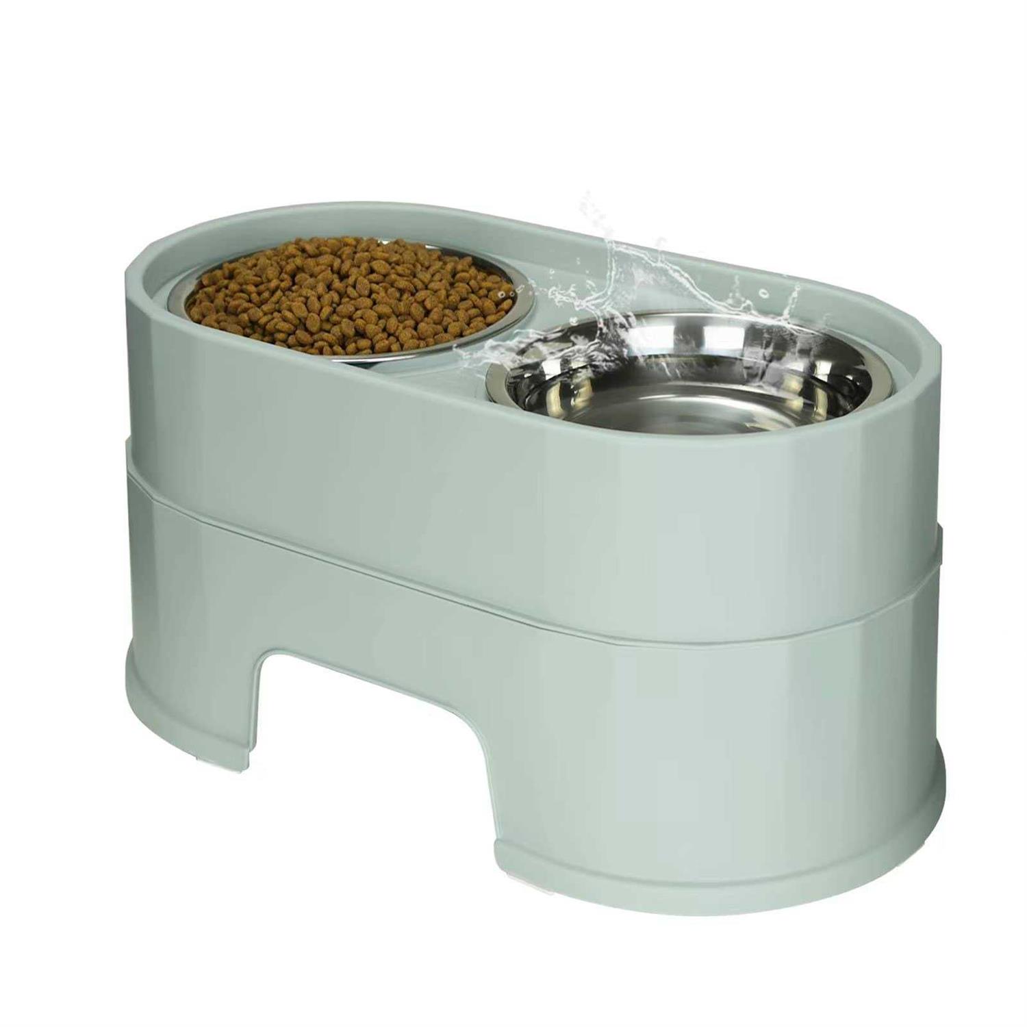 MASOcAT Raised Dog Bowls,Stainless Steel Dog Food Dish and Pet Water Bowls,Elevated Height Adjustable Double Bowl with Stand - Healthber