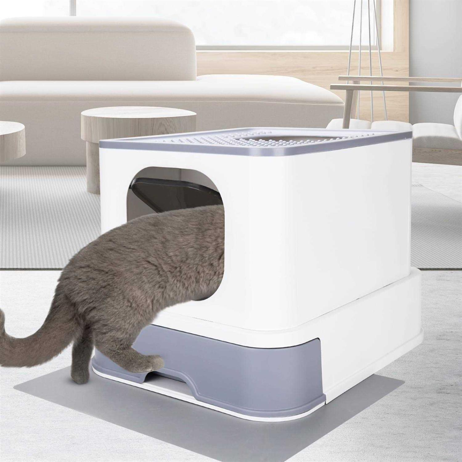 RIZZARI Millions Sold Wordwide Cat Litter Box Large Top Entry Anti-Splashing Litter Box with Lid - Healthber