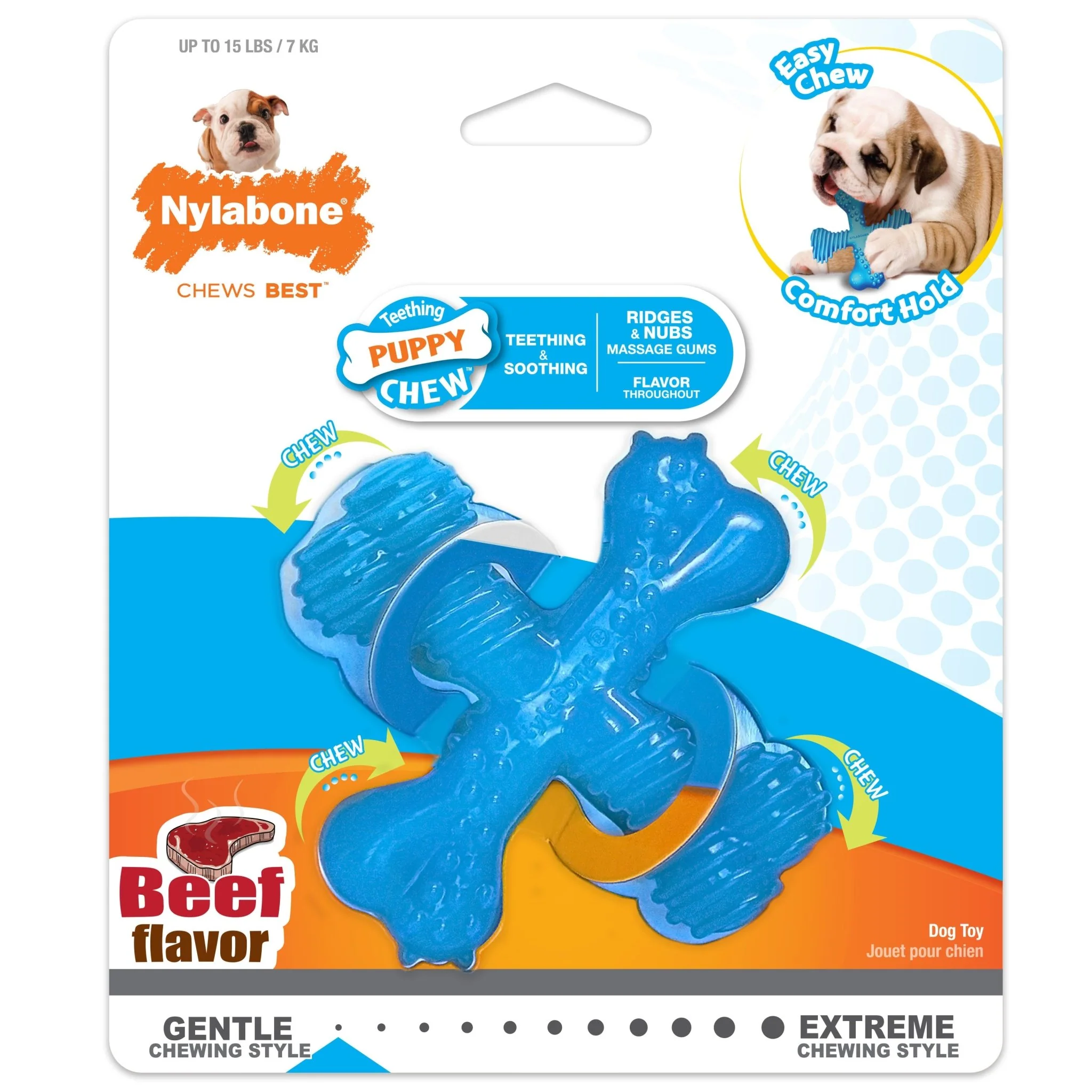 Puppy Chew X Bone Chew Toy, Beef, Small/Regular, Up to 25 Ibs. - Healthber