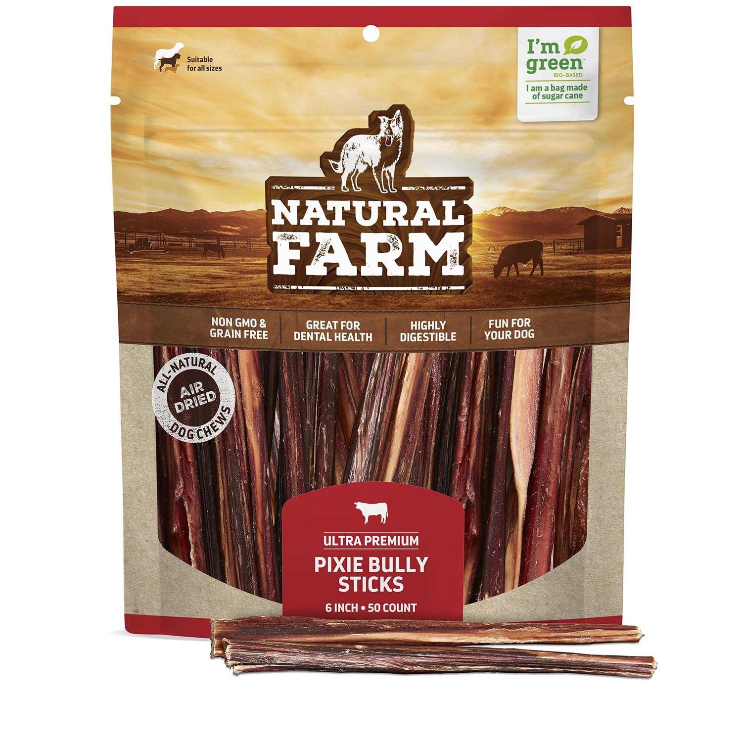 Natural Farm Bully Sticks Thin Pixie Pizzle Beef Treats Grain-Free - Healthber